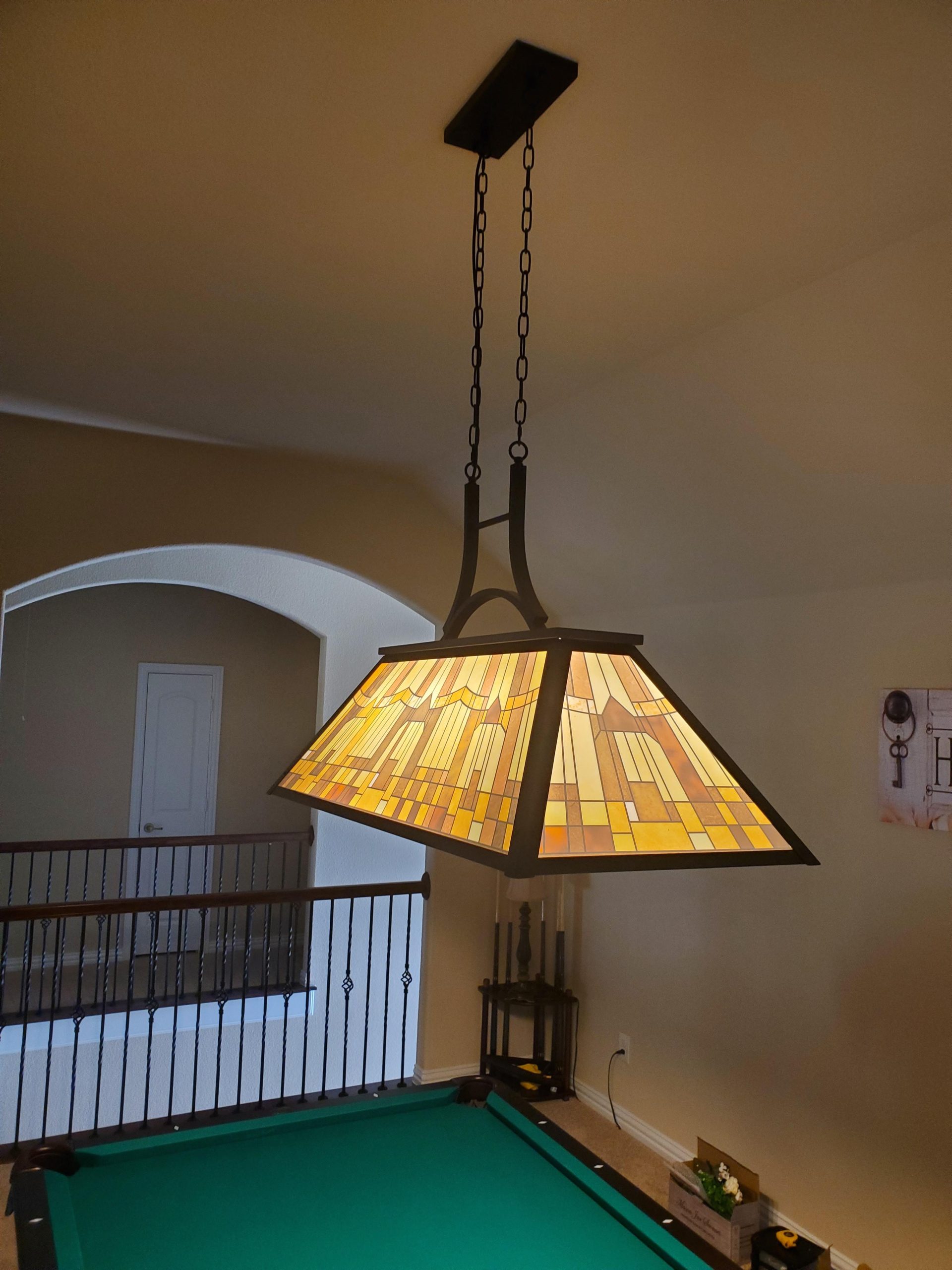 Wellmet 3-Lights Pool Table Lamp with Tiffany-Style Shade for 7' 8' 9' Table, 43.3