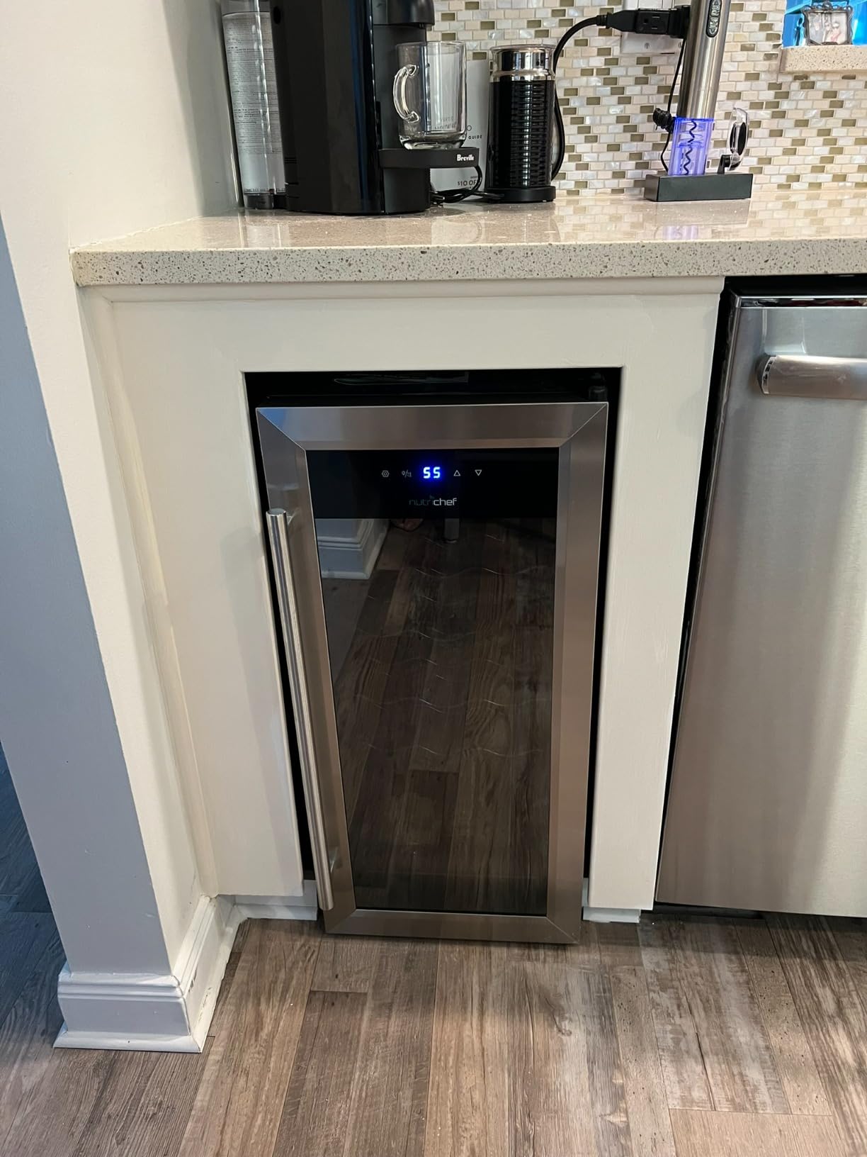 Nutrichef 12 Bottle Stainless Steel Slim Wine Fridge | Red & White Wine Chiller customer photo 1