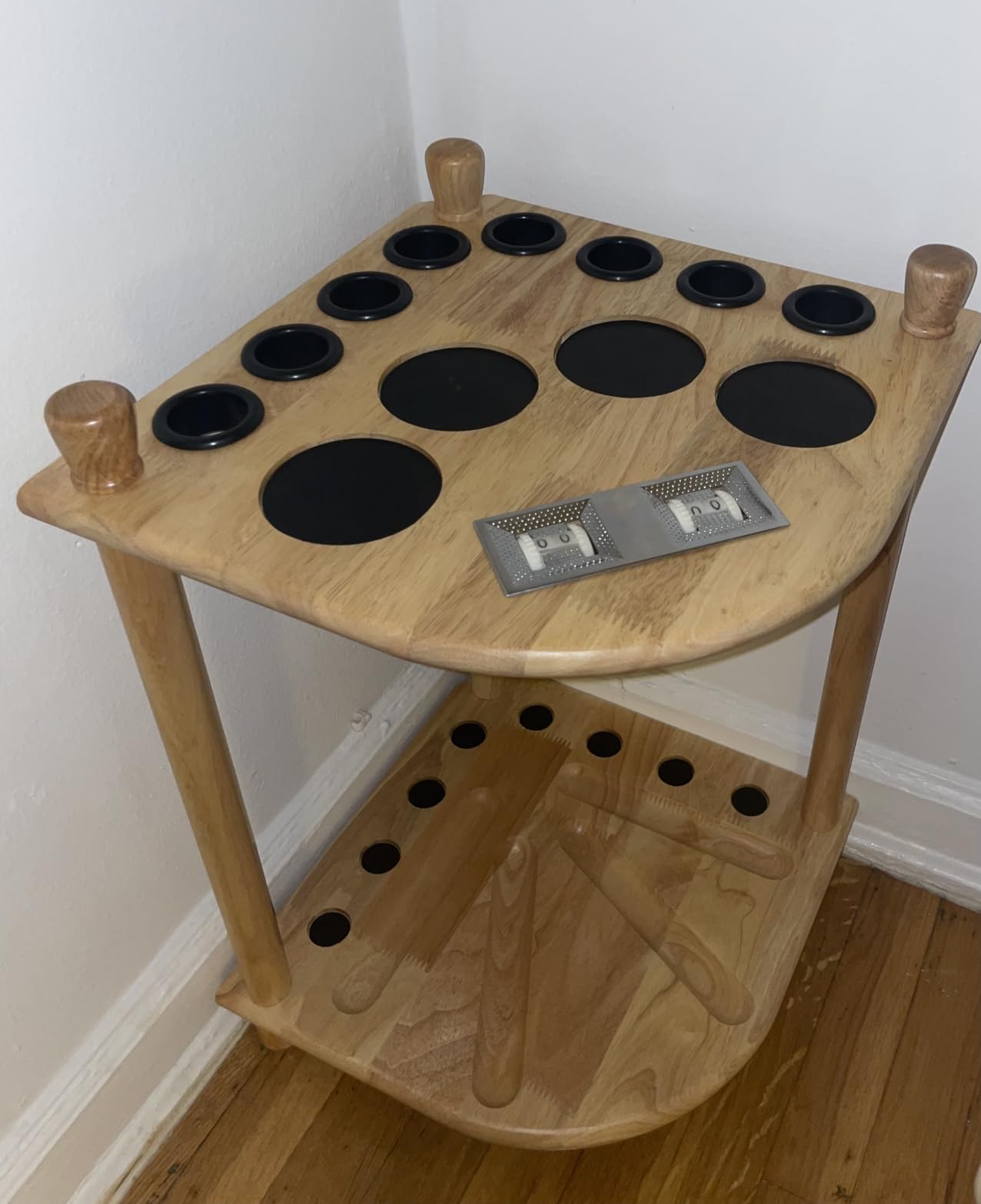 ISZY Billiards Pool Stick Holder - Cue Rack Only - Wood Stand Holds 8/10 Billiard Sticks, a Full Set of Balls & Includes 4 Score Counters - Pool Accessories (Mahogany-Hold10 Sticks) customer photo 1