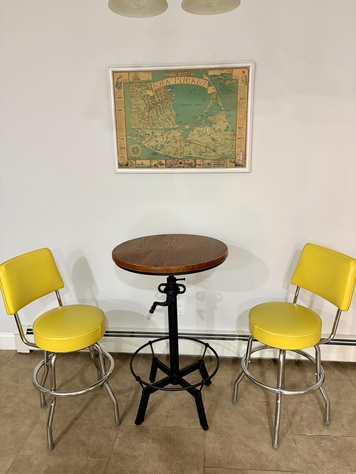 LOKKHAN 33.5-39.4 Inch Tall Industrial Bar Table-Adjustable Bar Height Bistro Whiskey Pub Table-23.7