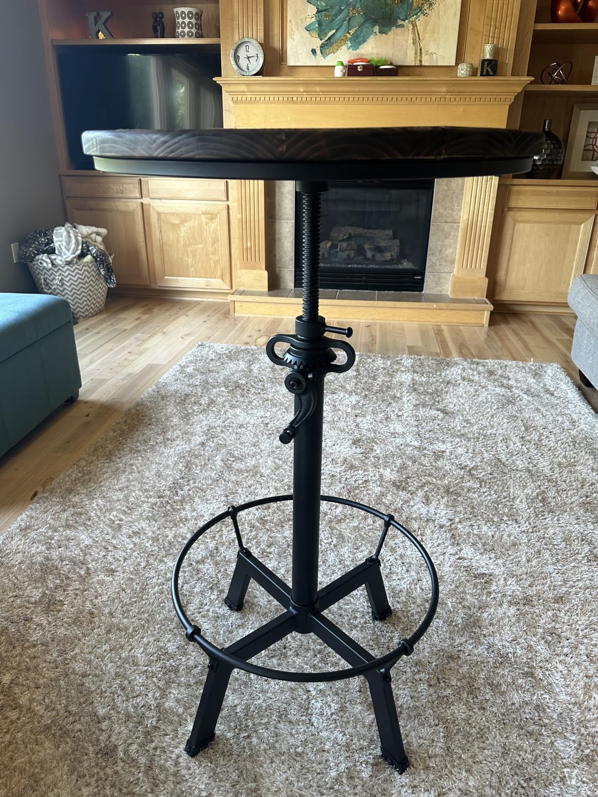 LOKKHAN 33.5-39.4 Inch Tall Industrial Bar Table-Adjustable Bar Height Bistro Whiskey Pub Table-23.7