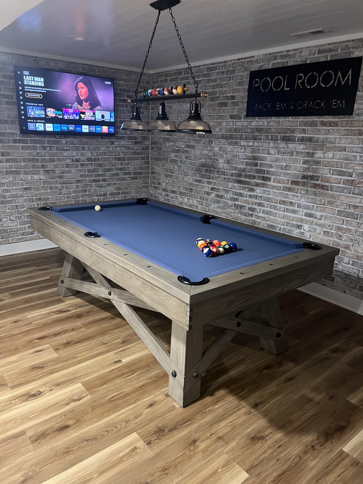 Pool Table Lighting Fixtures Ceiling Lamp for Game Room Beer Party 7' - 8 ' Table,Black Metal Ball Design Billiard Pendant Lamp with 3 Glass Shades (3 Heads Glass Shades) customer photo 3