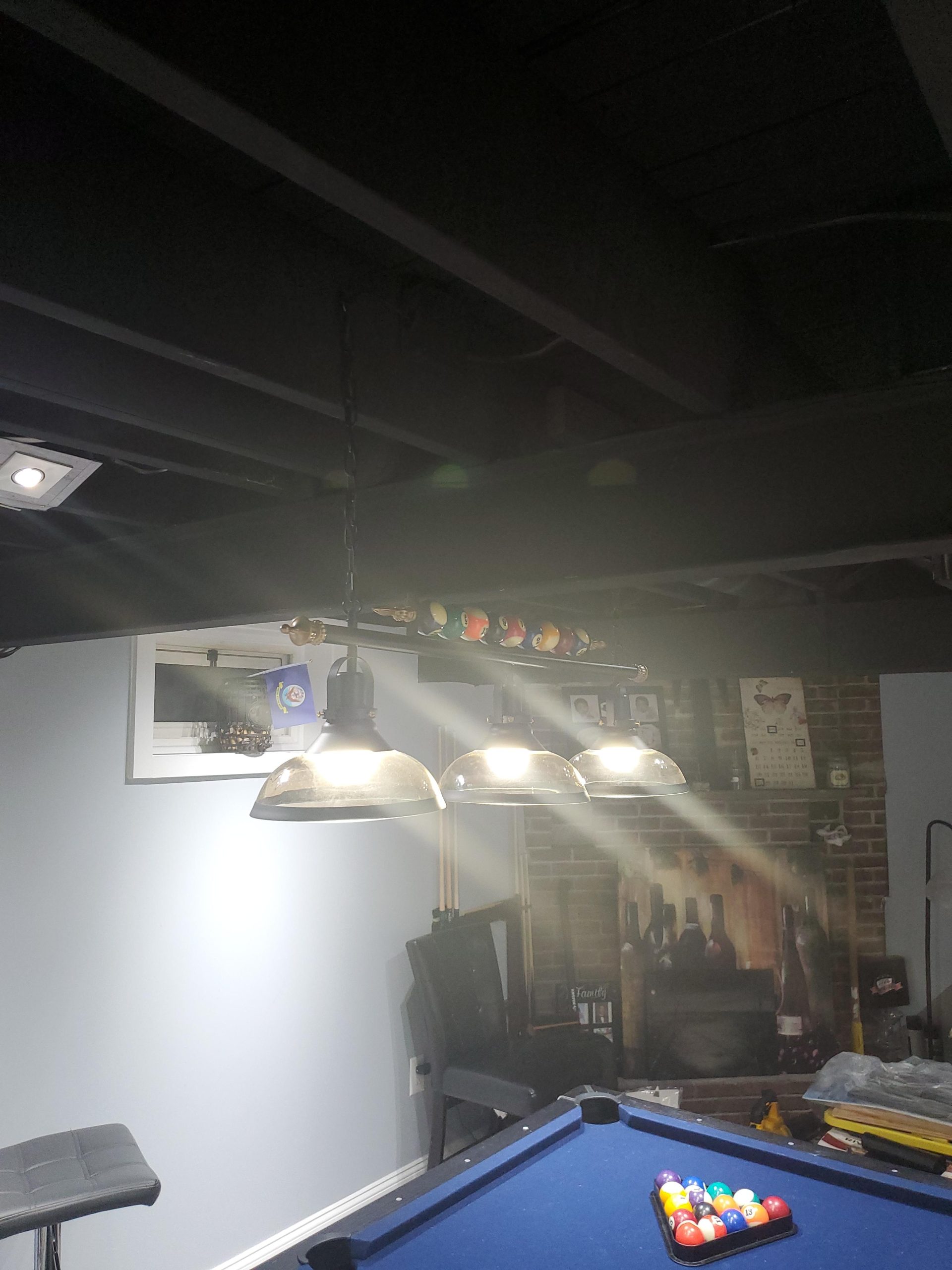 Pool Table Lighting Fixtures Ceiling Lamp for Game Room Beer Party 7' - 8 ' Table,Black Metal Ball Design Billiard Pendant Lamp with 3 Glass Shades (3 Heads Glass Shades) customer photo 4