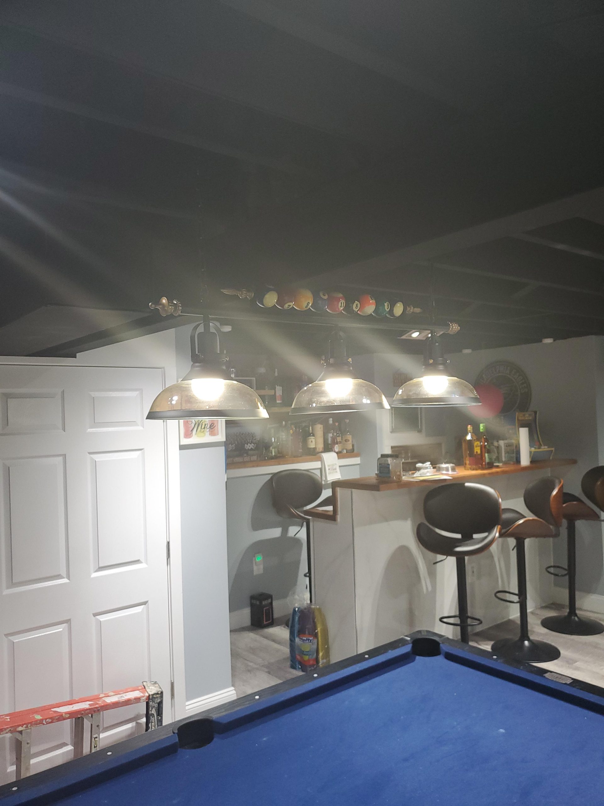Pool Table Lighting Fixtures Ceiling Lamp for Game Room Beer Party 7' - 8 ' Table,Black Metal Ball Design Billiard Pendant Lamp with 3 Glass Shades (3 Heads Glass Shades) customer photo 5