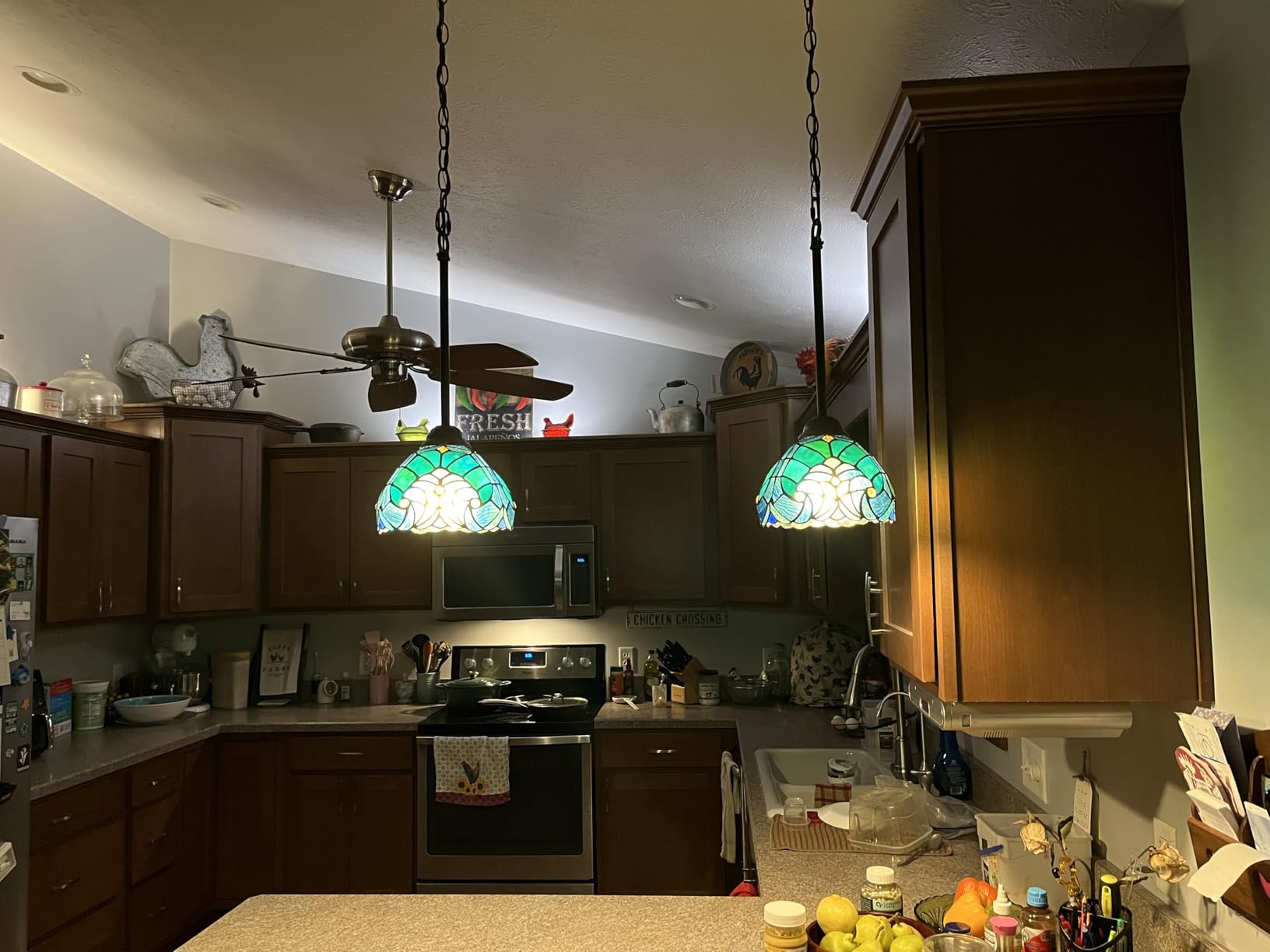 Tiffany Pendant Light fixtures Hanging Lamp Stained Glass Light Decor for Dining Living Room Kitchen Island Study Hallway customer photo 1