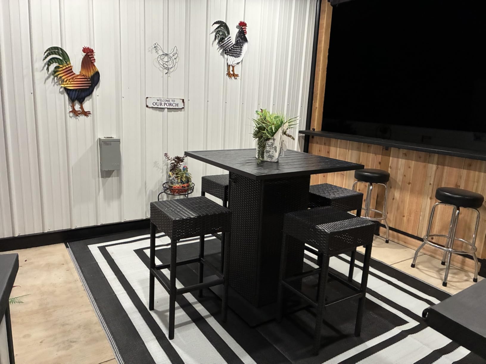 Best Choice Products 5-Piece Outdoor Wicker Bar Table Set for Patio, Poolside, Backyard w/Built-in Bottle Opener, Hidden Storage Shelf, Metal Tabletop, 4 Stools - Brown customer photo 2
