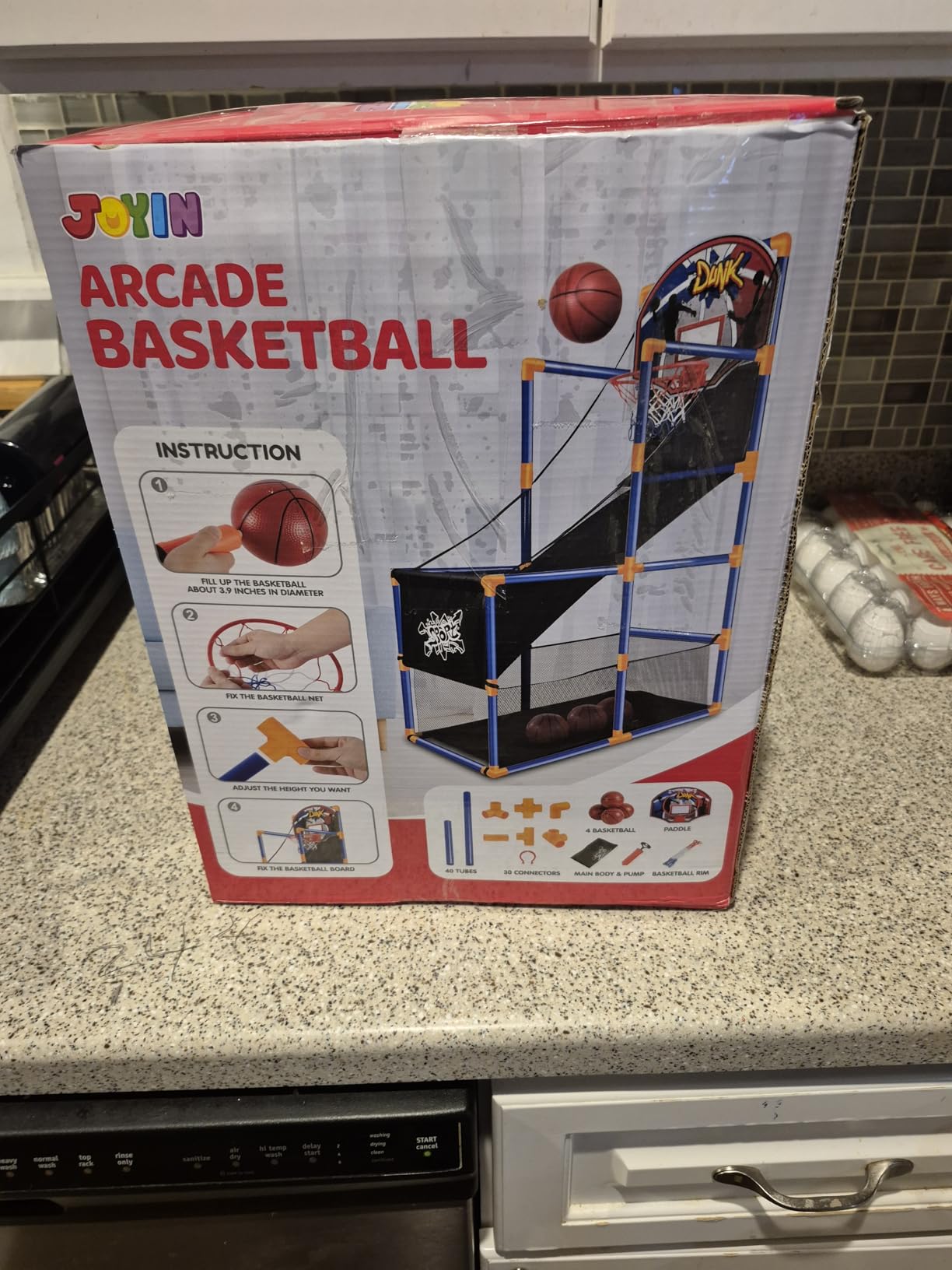 JOYIN Arcade Basketball Game Set with 4 Balls and Hoop for Kids 3 to 12 Years Old Indoor Outdoor Sport Play - Easy Set Up - Air Pump Included - Ideal for Competition customer photo 1