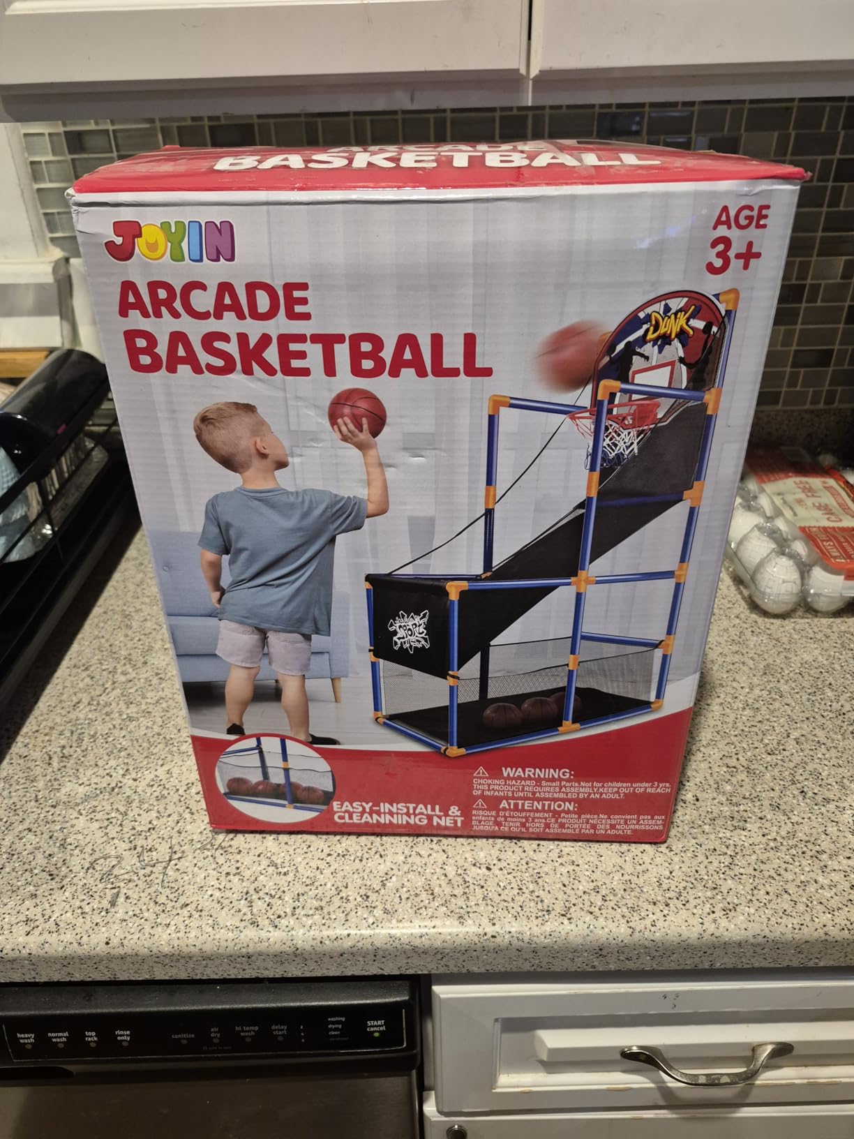 JOYIN Arcade Basketball Game Set with 4 Balls and Hoop for Kids 3 to 12 Years Old Indoor Outdoor Sport Play - Easy Set Up - Air Pump Included - Ideal for Competition customer photo 2