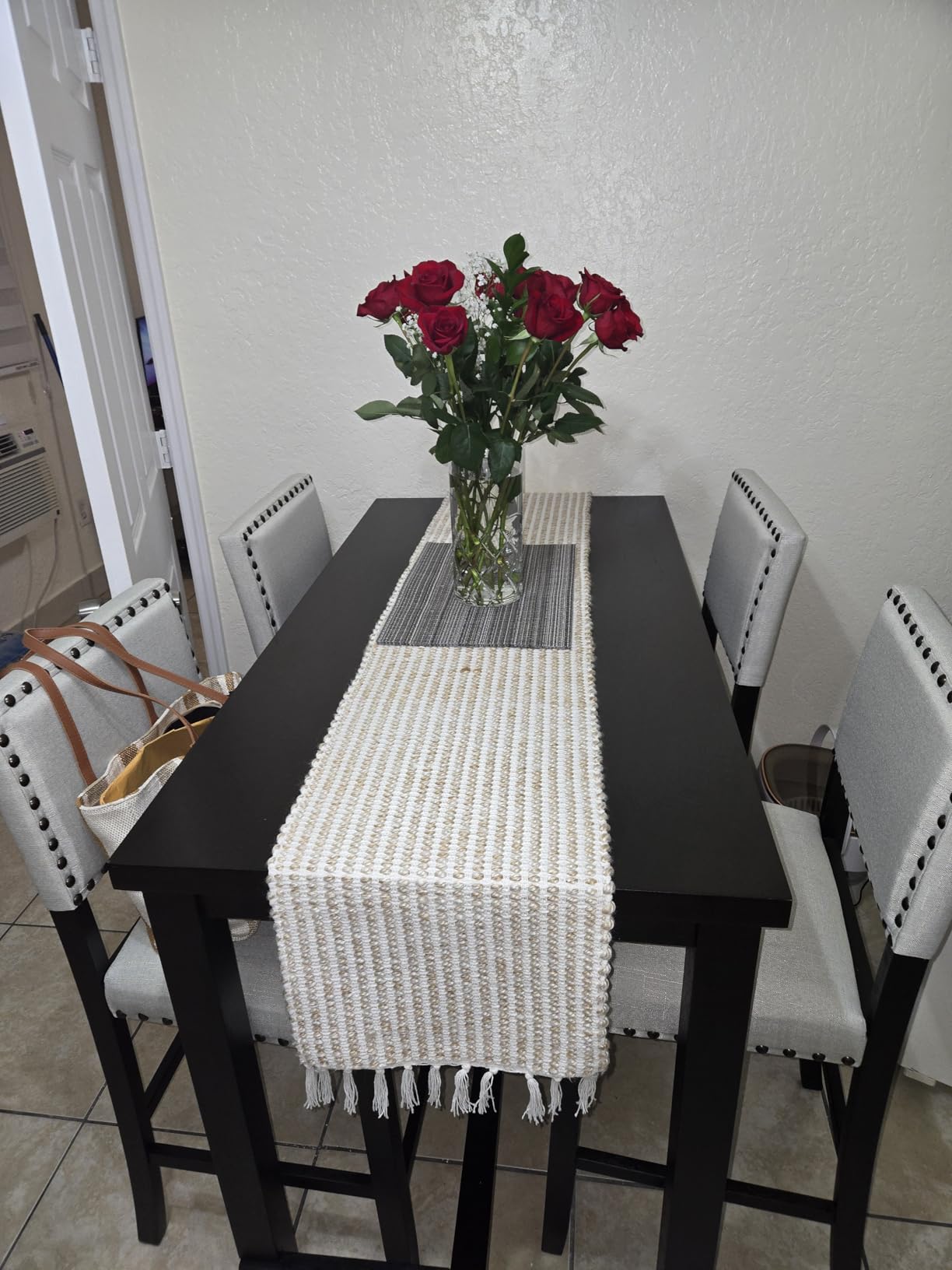 Merax 5 Piece Dining Table Set for 4, Counter Height Kitchen Table Set with One Rectangle Table and 4 Cushioned Chairs for 4 Persons Dining Room Table Set for Small Place customer photo 2