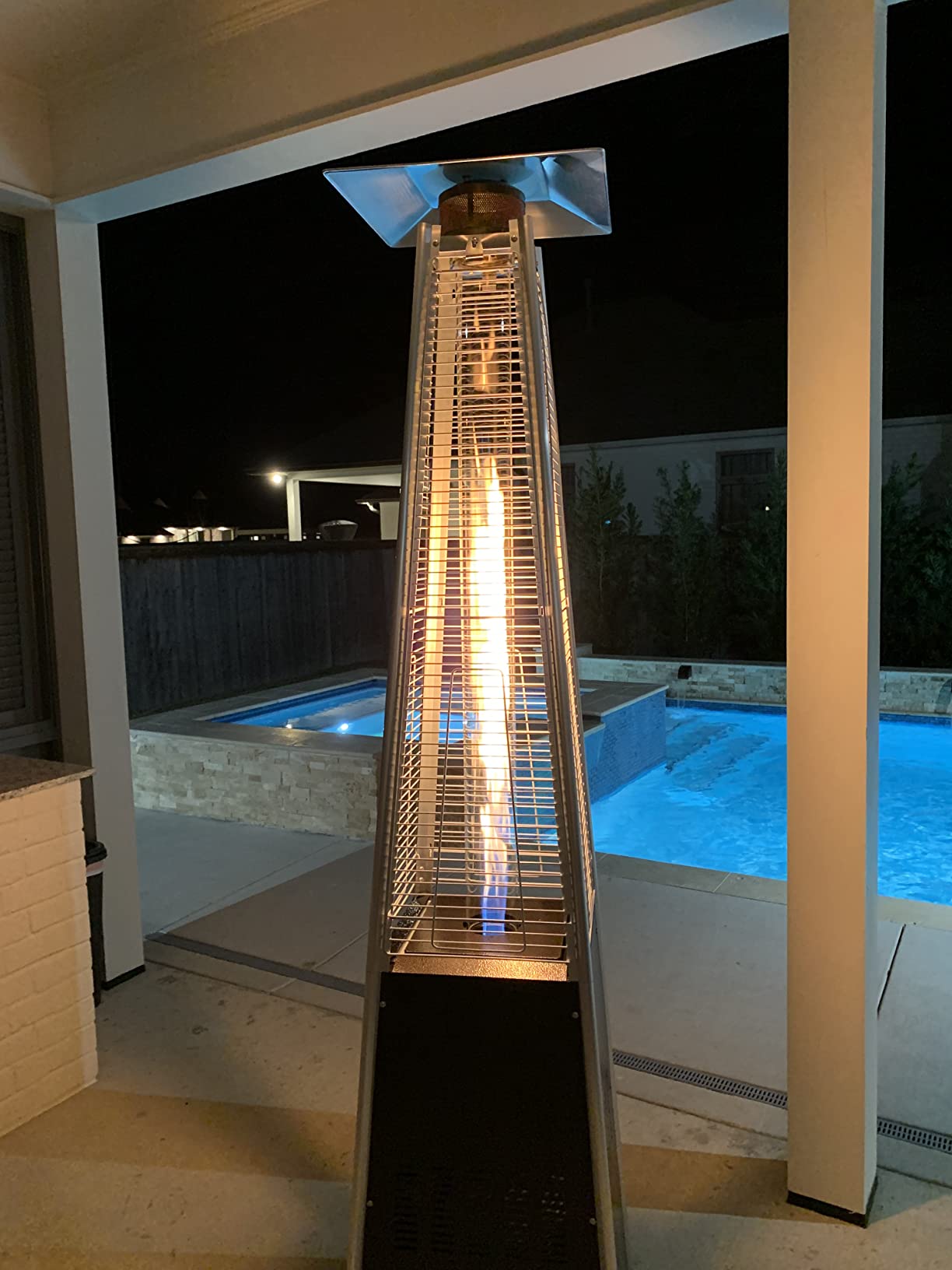 Avenlur Outdoor Patio Pyramid Heater - 48,000 Btu, Portable, Propane, W/Wheels, Protective Cover (Hammered Bronze) customer photo 1
