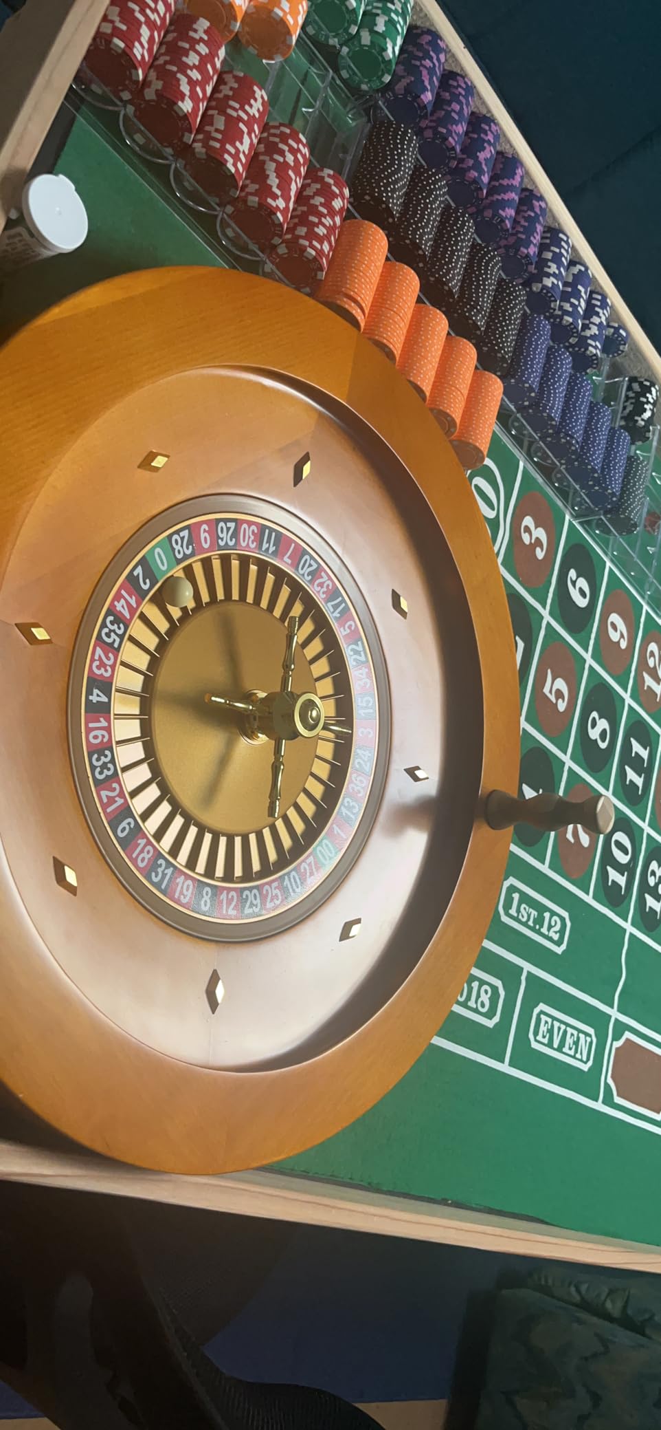 Yuanhe Deluxe Wooden Roulette Wheel - 20Inch Roulette Wheel Set, Casino Grade Precision Bearings, Chrome-Plated Brass Turret, Very Smooth Spinning Action, Great for Home Game Night or Professional Use customer photo 1