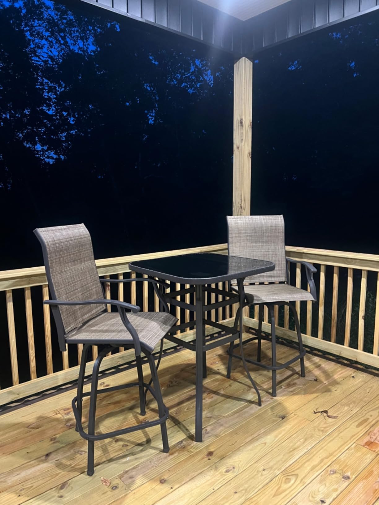 Devoko Patio Bar Stools Set of 2 All-Weather Outdoor Patio Furniture Set Counter Height Tall Patio Swivel Chairs for Bistro, Lawn, Garden, Backyard customer photo 1
