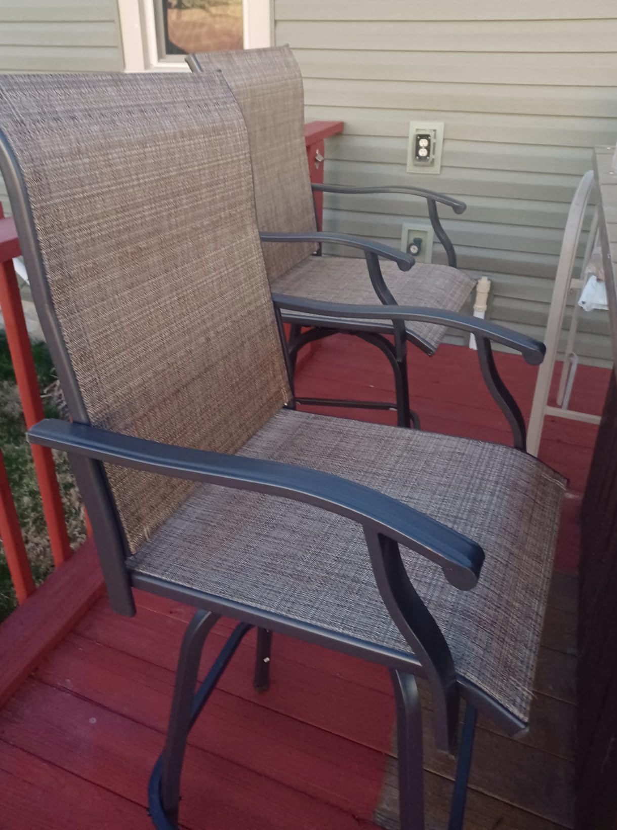 Devoko Patio Bar Stools Set of 2 All-Weather Outdoor Patio Furniture Set Counter Height Tall Patio Swivel Chairs for Bistro, Lawn, Garden, Backyard customer photo 2