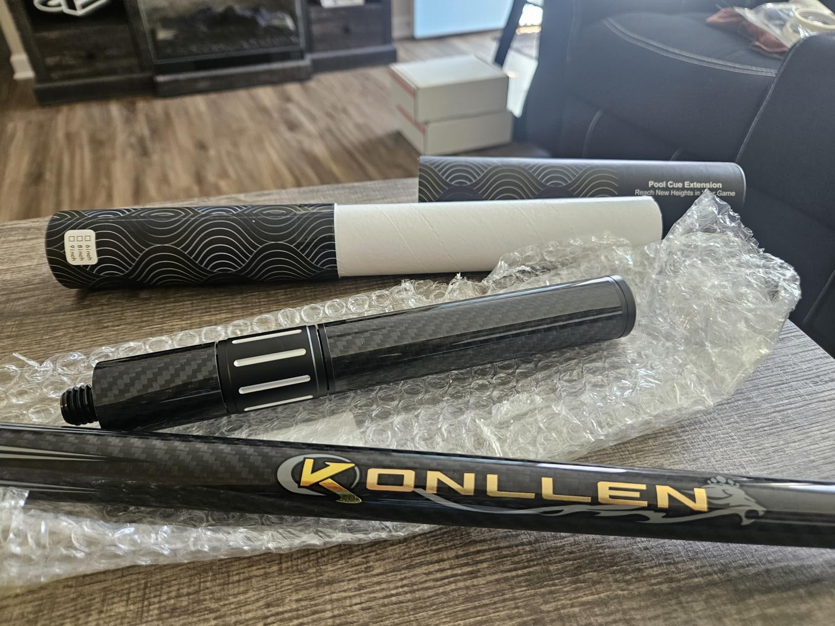 KONLLEN Pool Cue Extension with 3 Bumpers Carbon Fiber Billiards Cue Extension customer photo 1