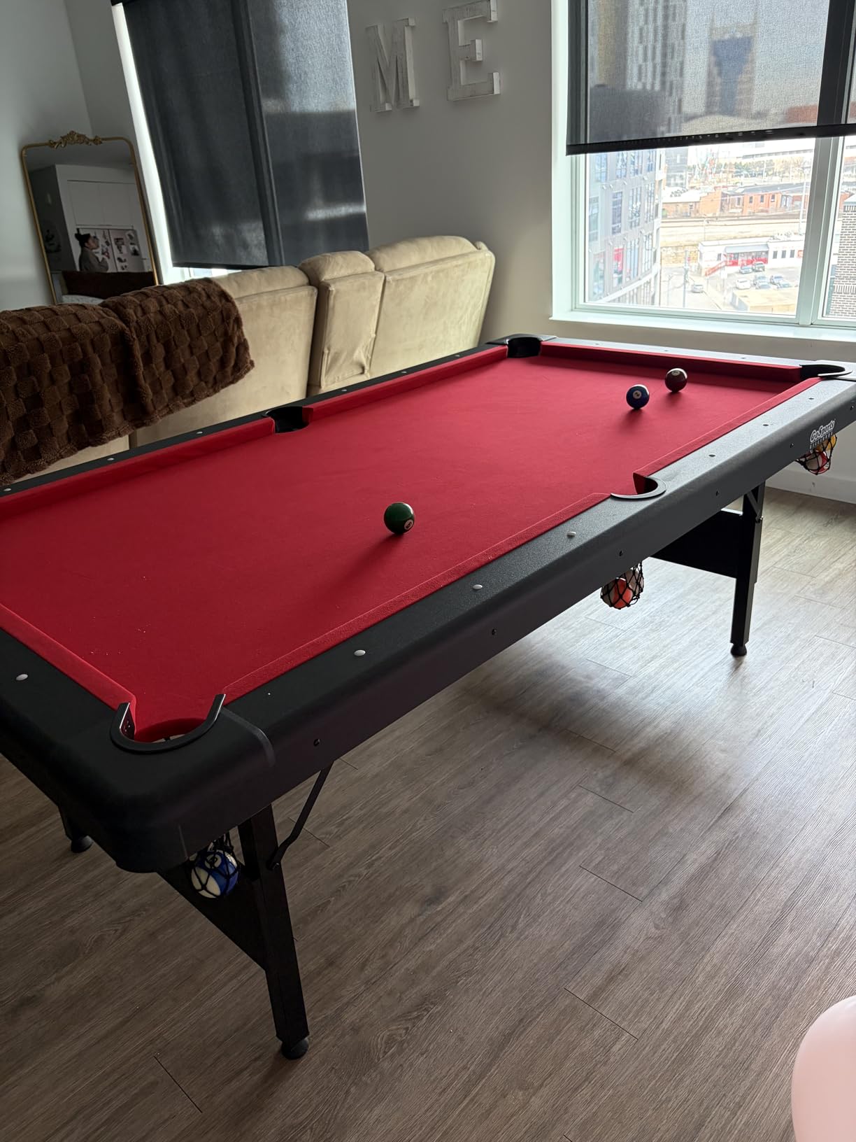 GoSports 6, 7, or 8 ft Billiards Tables - No Assembly, Choose Your Color - Portable Pool Table Includes Full Set of Balls, 2 Cue Sticks, Chalk and Felt Brush customer photo 2