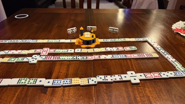 Queensell Mexican Train Dominoes Set with Wooden Hub, Domino Tile Board Games - Double 12 Dominos Set for Family Game Night for Adults and Kids Ages 8 and up (Double 12) customer photo 1