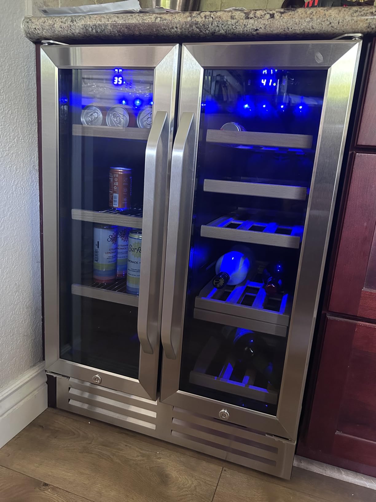 15 Inch Outdoor Beverage Refrigerator Cooler, Stainless Steel 127 Cans Beverage Fridge with French Door Under Counter Built-in or Freestanding, Perfect for Beer, Cola customer photo 2
