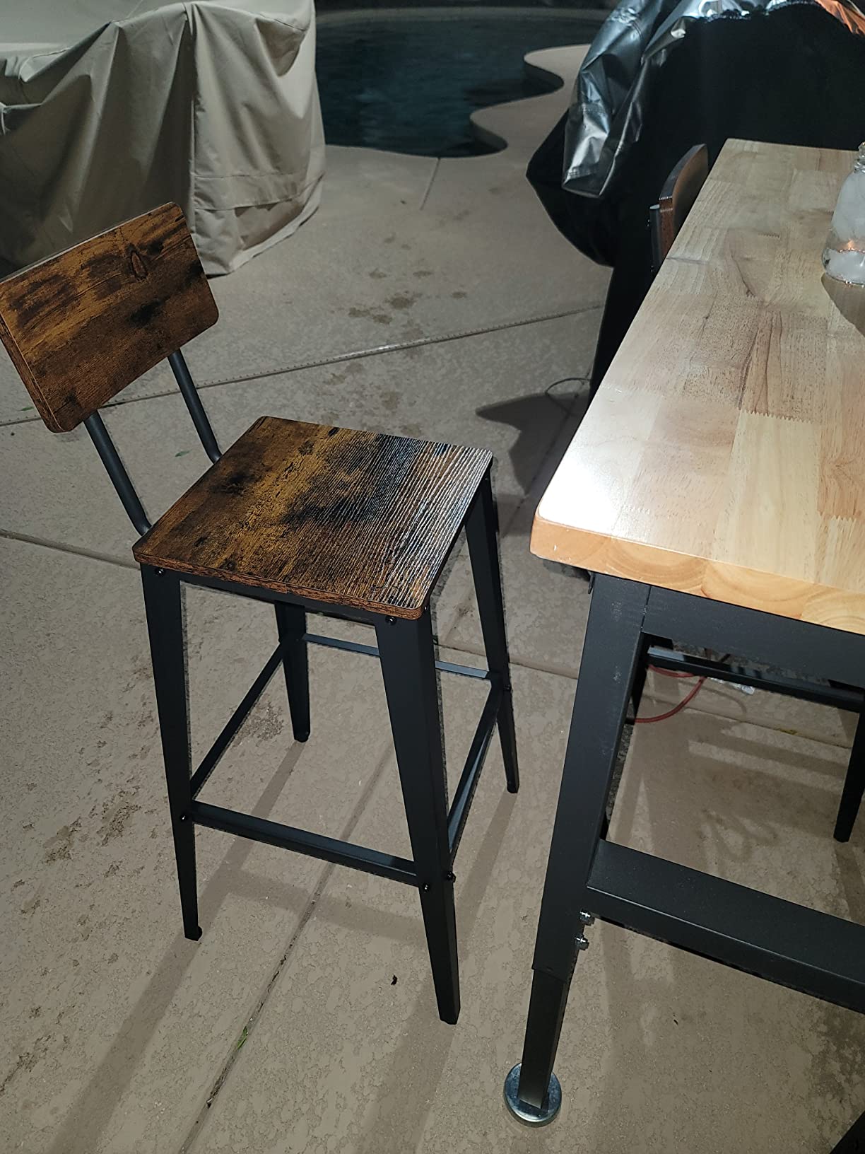 VASAGLE Set of 2 Bar Stools, Bar Height Stools, 29.1 Inches Tall Barstools with Back, Counter Bar Chairs for Kitchen Island, Steel Frame, Industrial Style, Easy Assembly, Rustic Brown and Ink Black customer photo 2