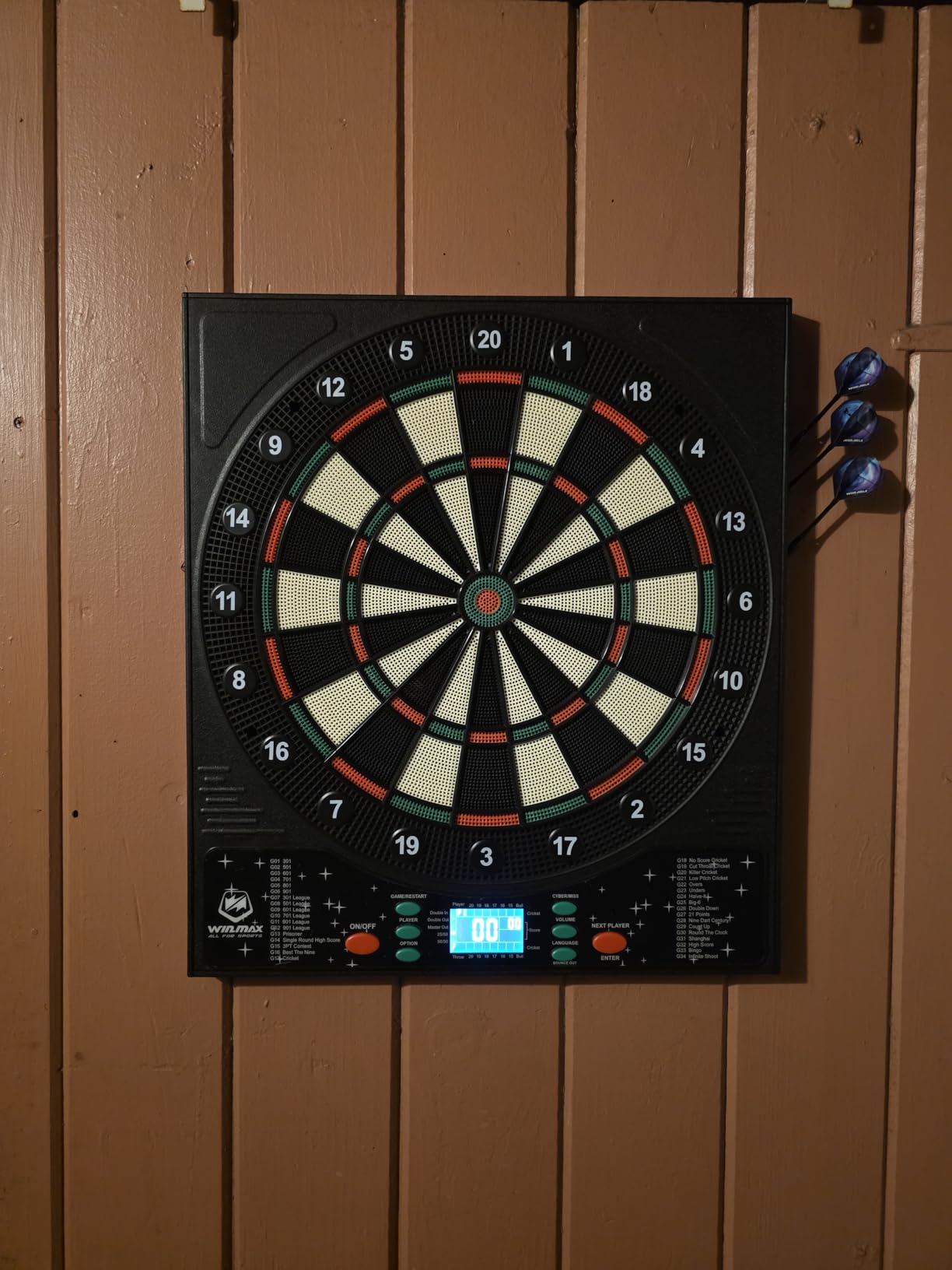 WIN.MAX Electronic Dart Board, LED Display Automatic Scoring Dartboard Sets for Adults with 12 Darts 100 Soft Tips, Dart Board Electronic Scoreboard, Power Adapter, Outdoor customer photo 1