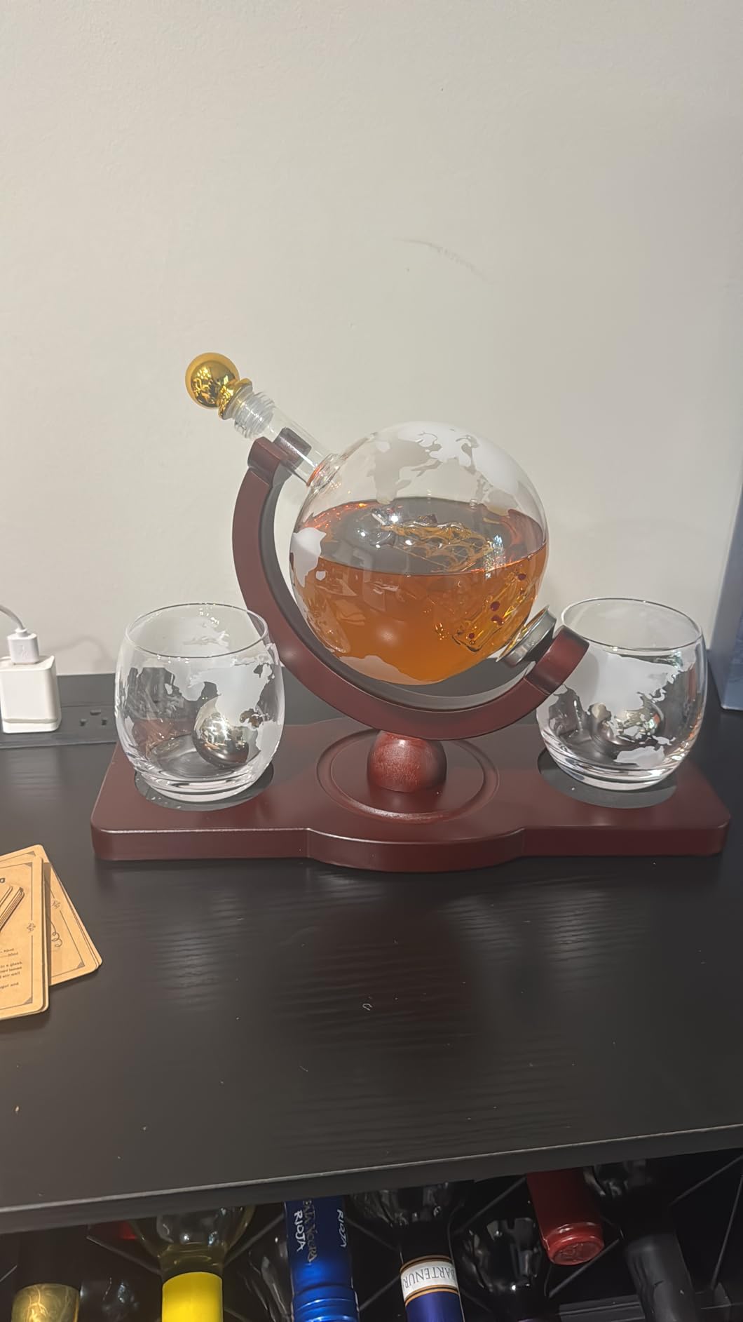 PONPUR Gifts for Men Dad Valentines Day, Whiskey Decanter Globe Set with 2 Ball Stones & 2 Glasses customer photo 1