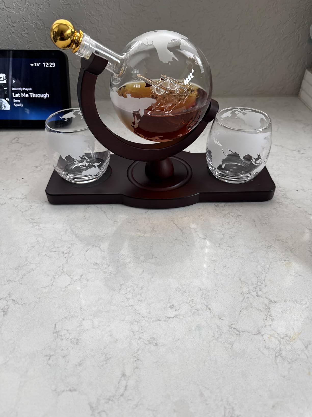 PONPUR Gifts for Men Dad Valentines Day, Whiskey Decanter Globe Set with 2 Ball Stones & 2 Glasses customer photo 2