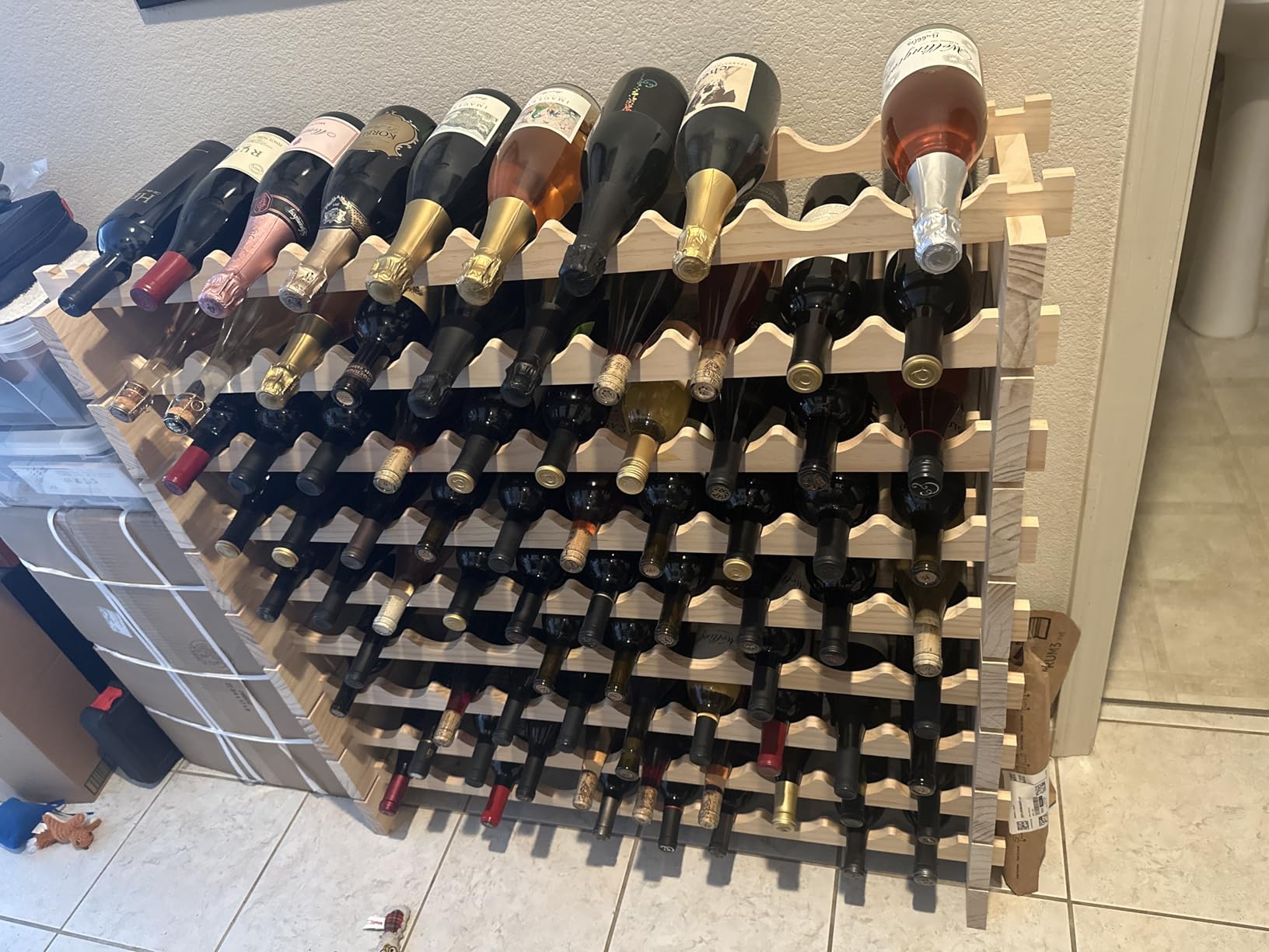 Wine Rack Cabinet Freestanding for Floor Wooden Stackable Storage Modular countertop Wood Wine Holder (100bottle) customer photo 1