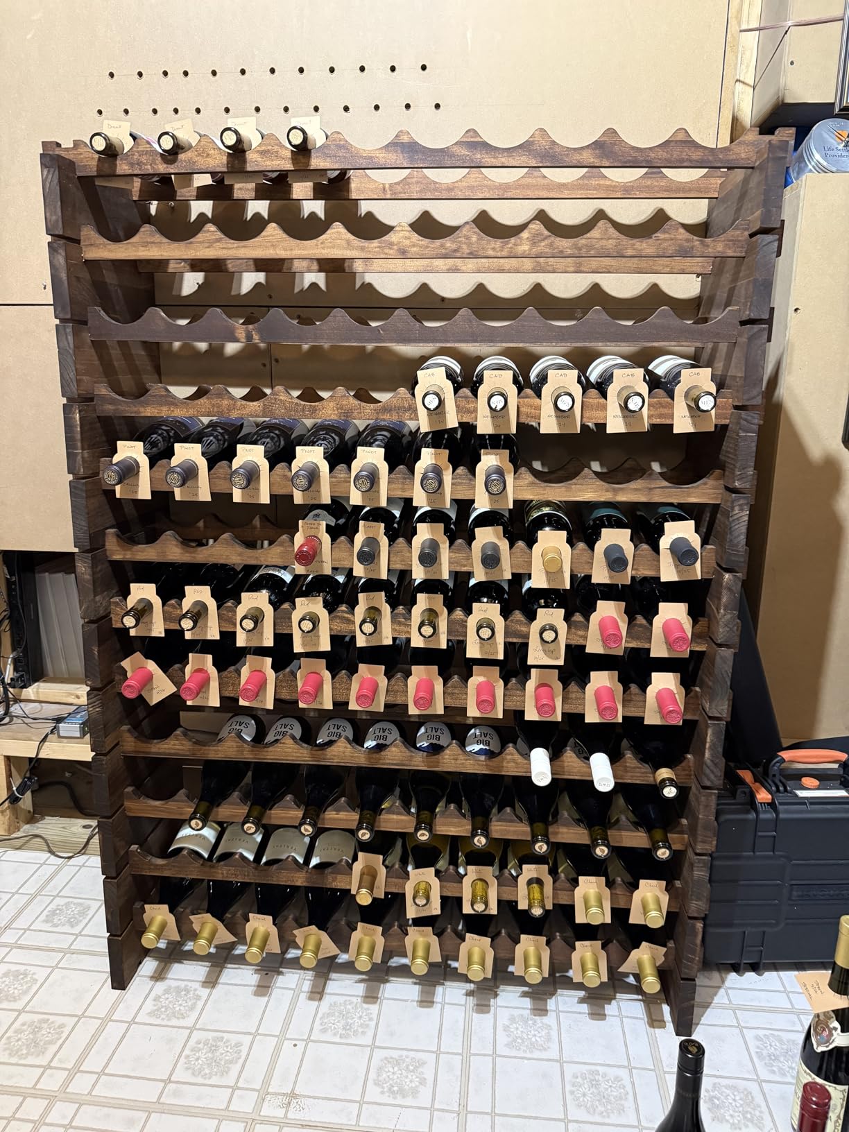 Wine Rack Cabinet Freestanding for Floor Wooden Stackable Storage Modular countertop Wood Wine Holder (100bottle) customer photo 2