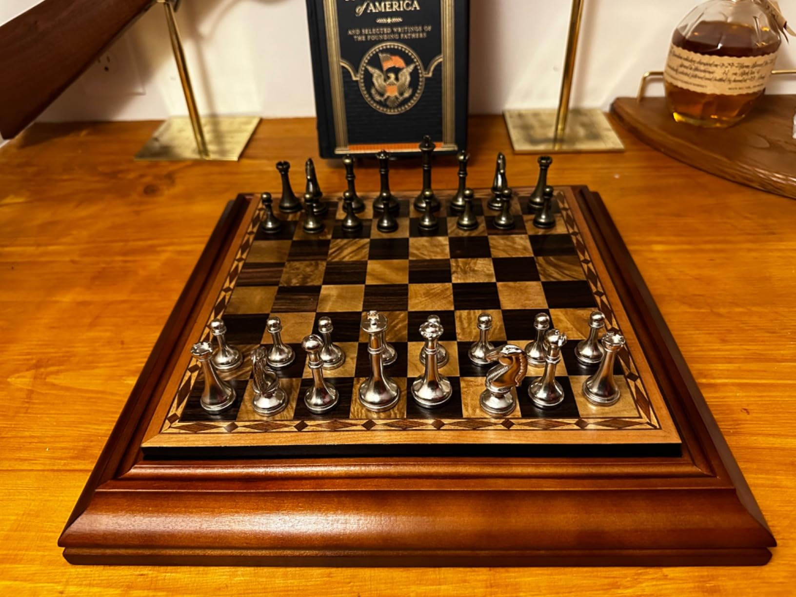 AMEROUS 14 inches Wooden Chess Set with Metal Chess Pieces / 2.5'' King/Storage for Chessmen/Gift Package customer photo 2