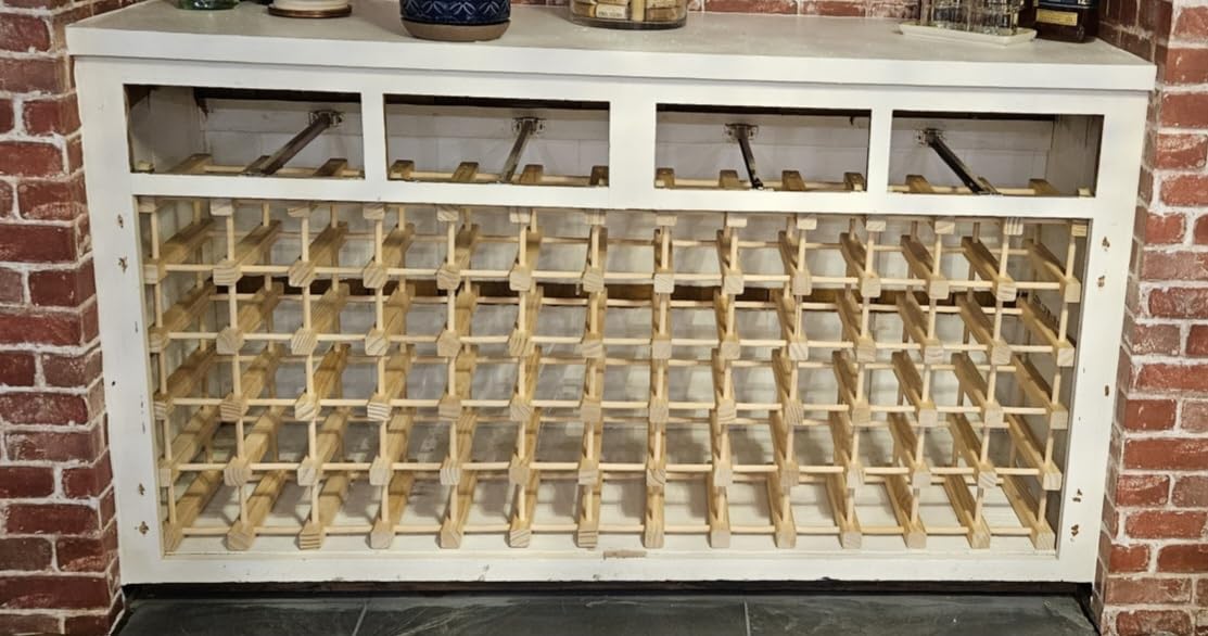 Wine Rack Small countertop Cabinet Stackable Storage Wooden freestanding Floor Wine Holder (50 Bottles) customer photo 1