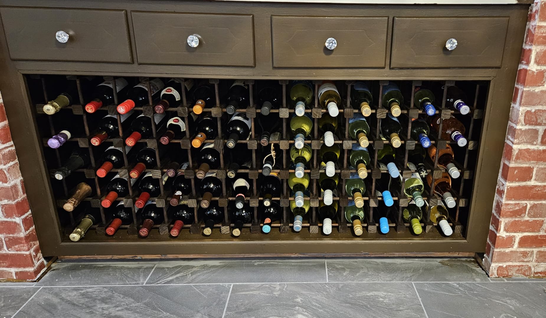 Wine Rack Small countertop Cabinet Stackable Storage Wooden freestanding Floor Wine Holder (50 Bottles) customer photo 2