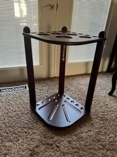 Pool Stick Holder Floor Stand, 10 Cues Solid Wood Billiard Pool Cue Rack, Pool Table Accessories (Mahogany) customer photo 1