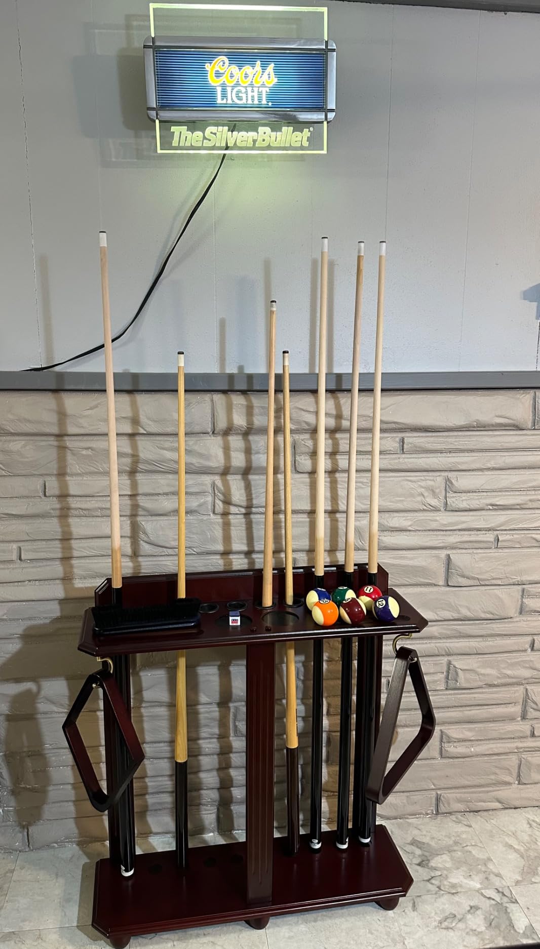 GSE Games & Sports Expert Corner-Style Floor Stand Billiard Pool Cue Racks with Score Counters, Holds Pool Cue Sticks, Balls Set, Ball Racks customer photo 2