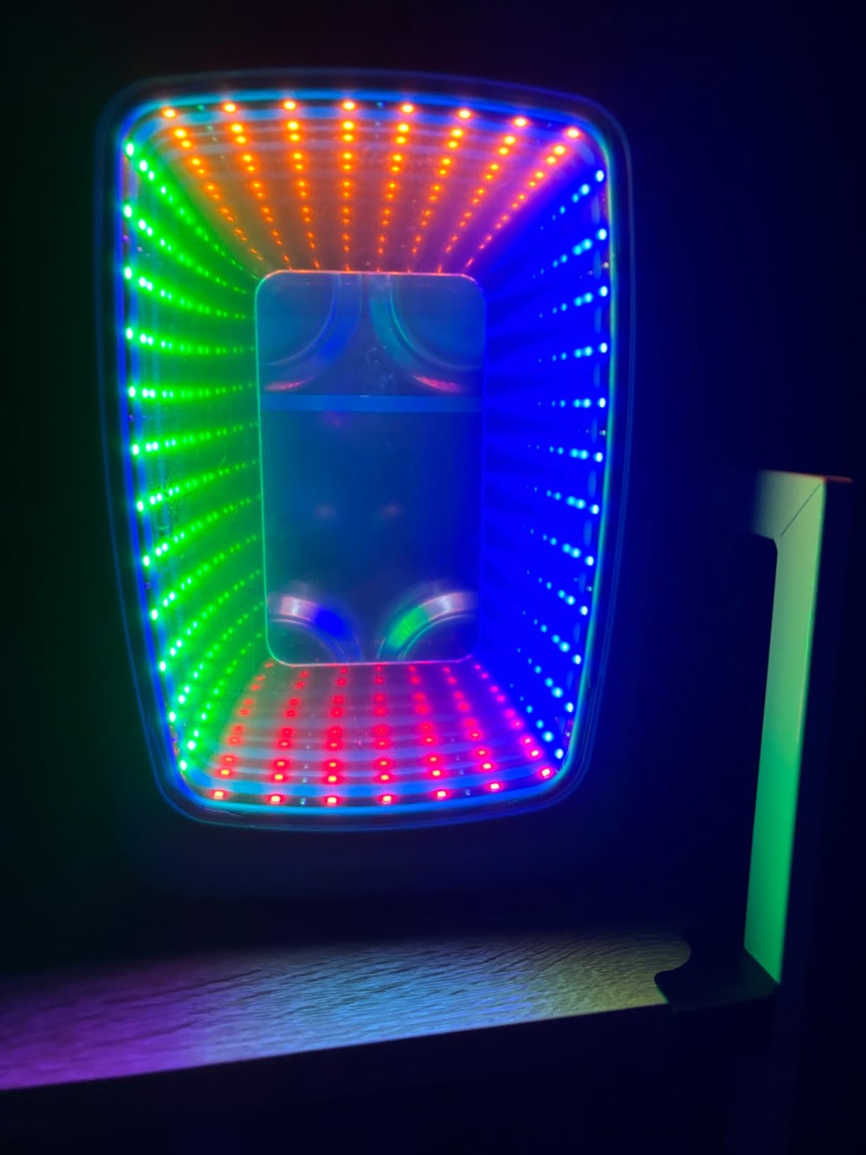 Frigidaire Gaming Light Up Mini Beverage Refrigerator, 6 can, 4 liters, Cooler with large see through door and LED lights Perfect for Gaming Experience, Home, Office, or Cars.12V Charger (Blue) customer photo 1