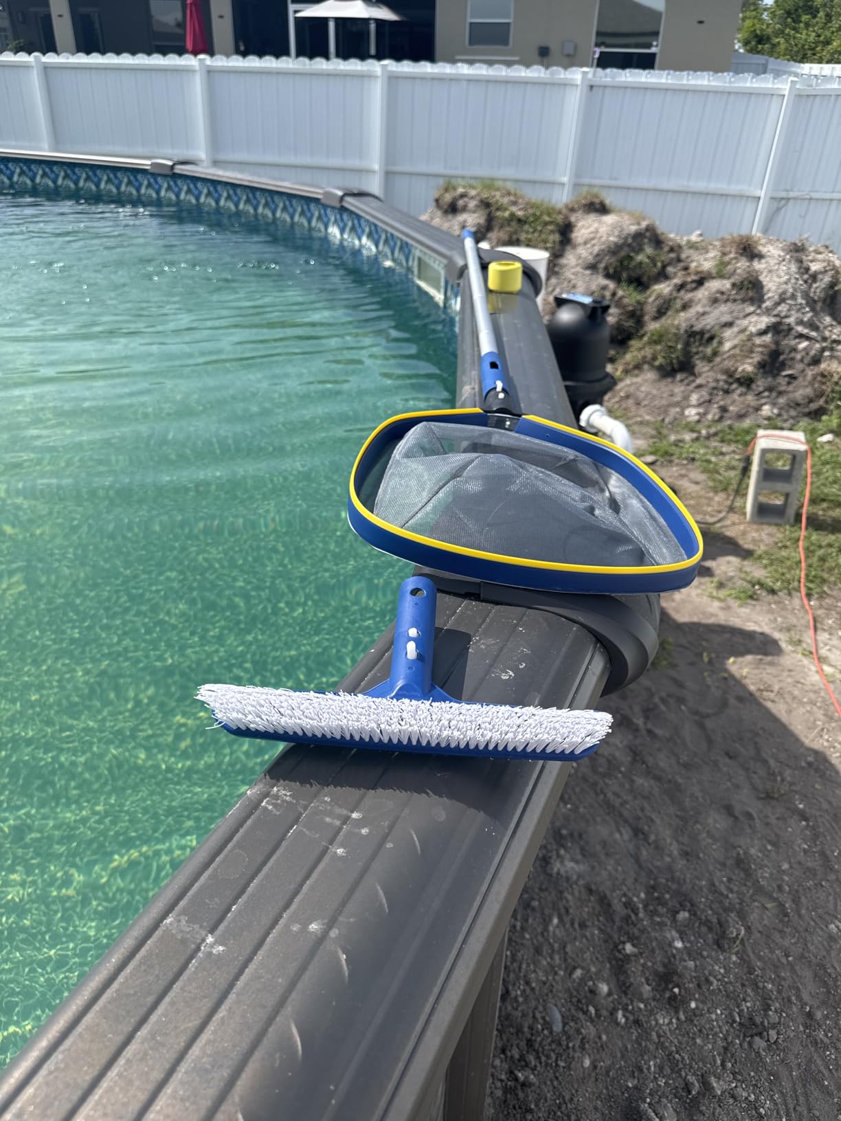 Poolvio Swimming Pool Cleaning Kit, 14'' Brush Head & 50'' Telescopic Aluminum Pole with Fine Mesh Skimmer Net customer photo 1