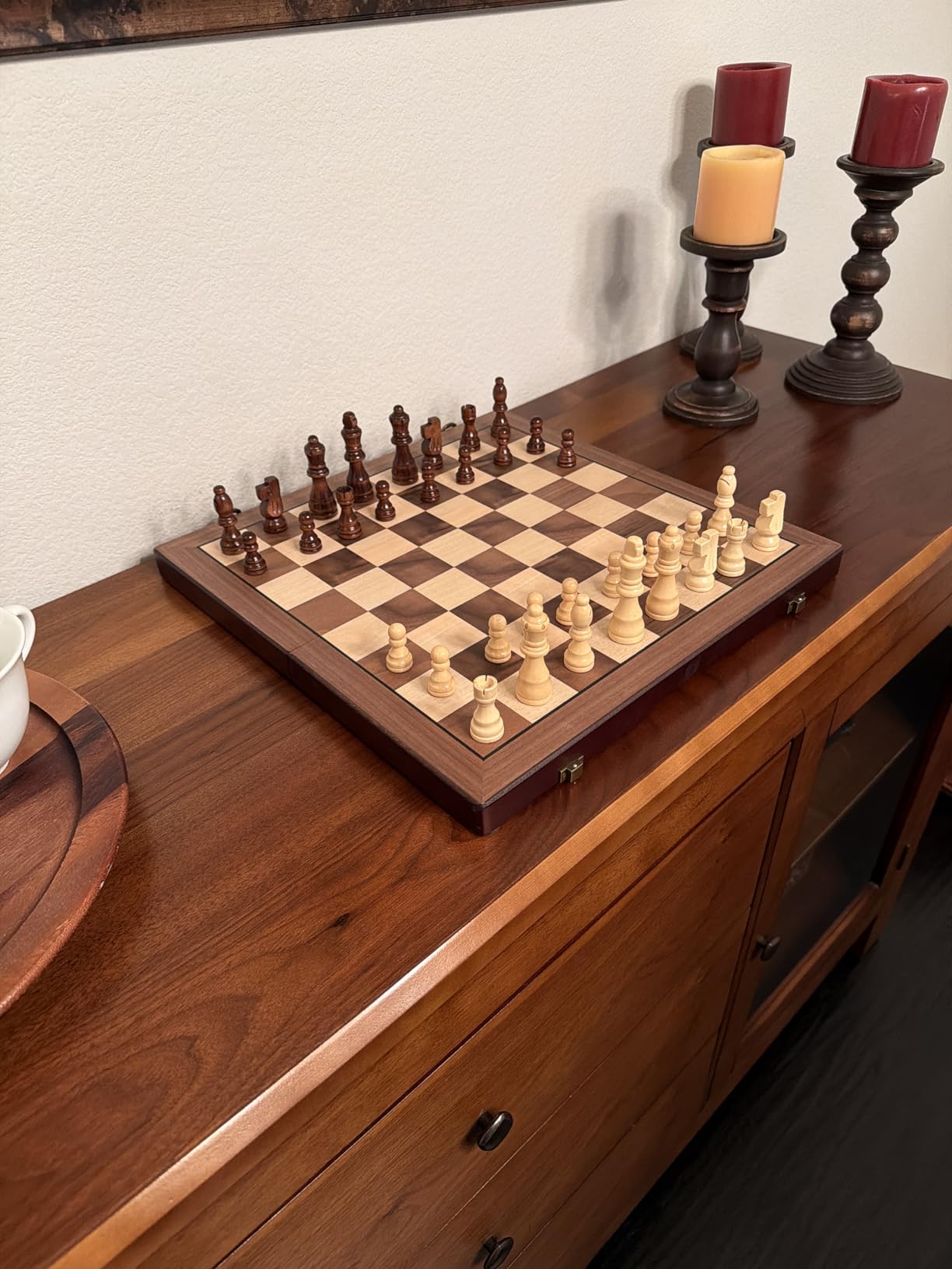 Magnetic Wooden Chess Set for Adults Kids 15'' Chess Board with Handmade Pieces, Folding Portable Travel Unique Chess Sets Game for Tournament Professional Beginner customer photo 1