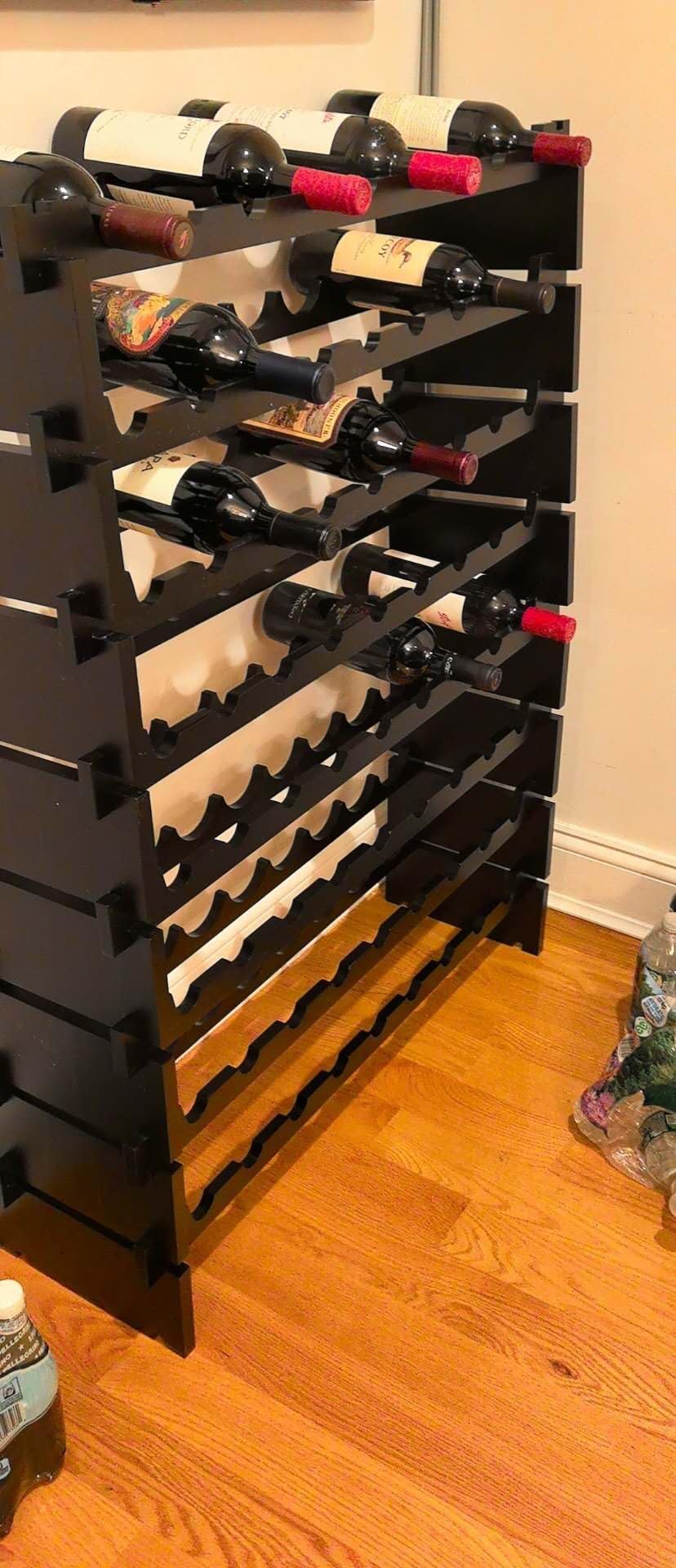 Domax Wine Rack Freestanding Floor - 8 Tiers Wine Bottle Holder 72 Bottle Stackable Bamboo Wooden Storage Racks Shelves for Kitchen, Bar, Pantry and Cellar (Black) customer photo 2