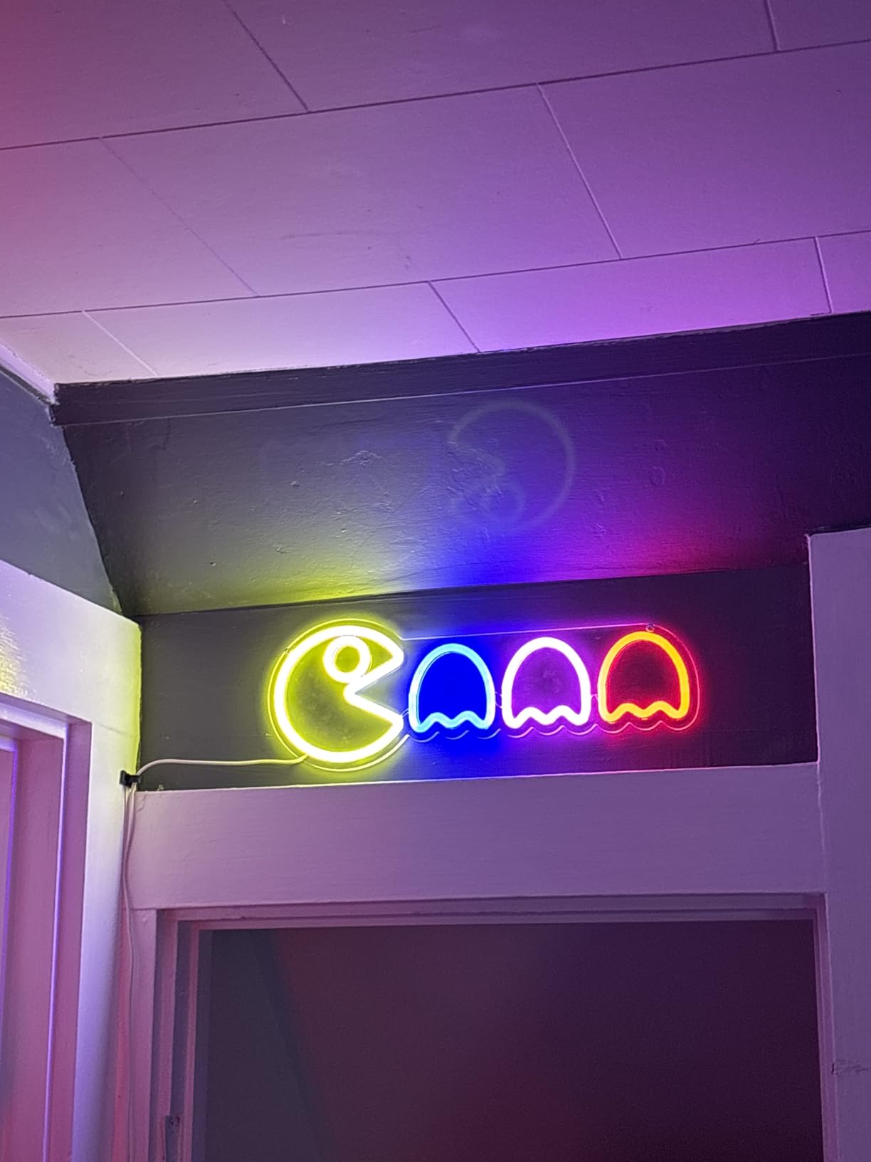 Game Neon Sign Ghost Led Neon Lights Neon Signs for Bedroom Wall 17x6 Retro Arcade Decor with USB/Switch Ghost Neon light for Gaming Room Man Cave Birthday Halloween Christmas Gift customer photo 1