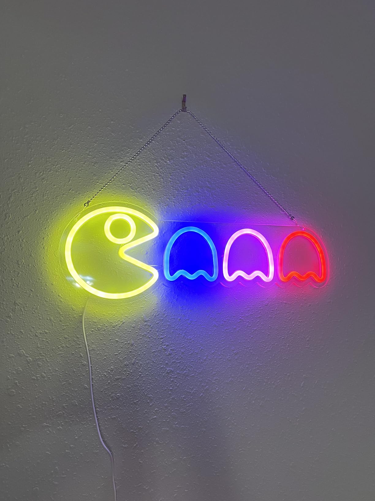 Game Neon Sign Ghost Led Neon Lights Neon Signs for Bedroom Wall 17x6 Retro Arcade Decor with USB/Switch Ghost Neon light for Gaming Room Man Cave Birthday Halloween Christmas Gift customer photo 2