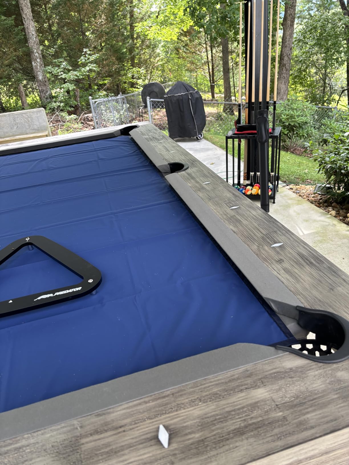 EXTCCT Billiards Pool Stick Holder - Pool Cue Rack Floor Stand & Ping Pong Paddle Holder Hardwood Pool Cue Holder for 12 Cues Sticks Pool Table Accessories Organizer (Black) customer photo 2
