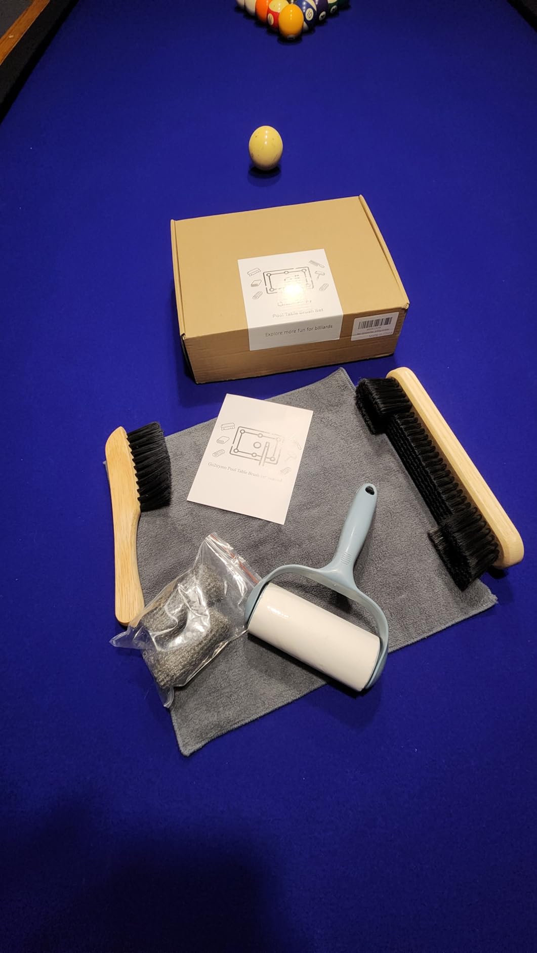 Pool Table & Rail Brush 5 Set, Billiard Felt Cleaner Accessories with 2 Wooden Brushes, Cue Cleaning Cloth, Ferrule Polish Cloth & Sticky Lint Roller customer photo 2