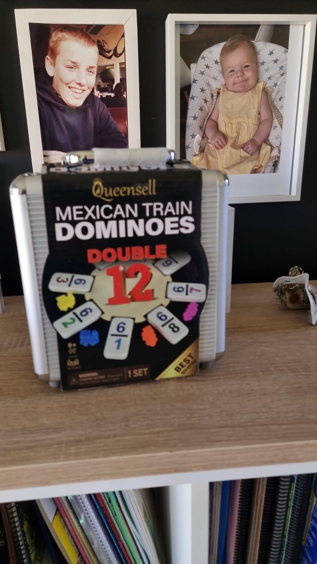 Queensell Mexican Train Dominoes Set with Numbers, Double 12 Dominoes Sets for Adults, Mexican Domino Train for Adults and Family - Domino Sets 91 Tiles with Aluminum Case customer photo 2