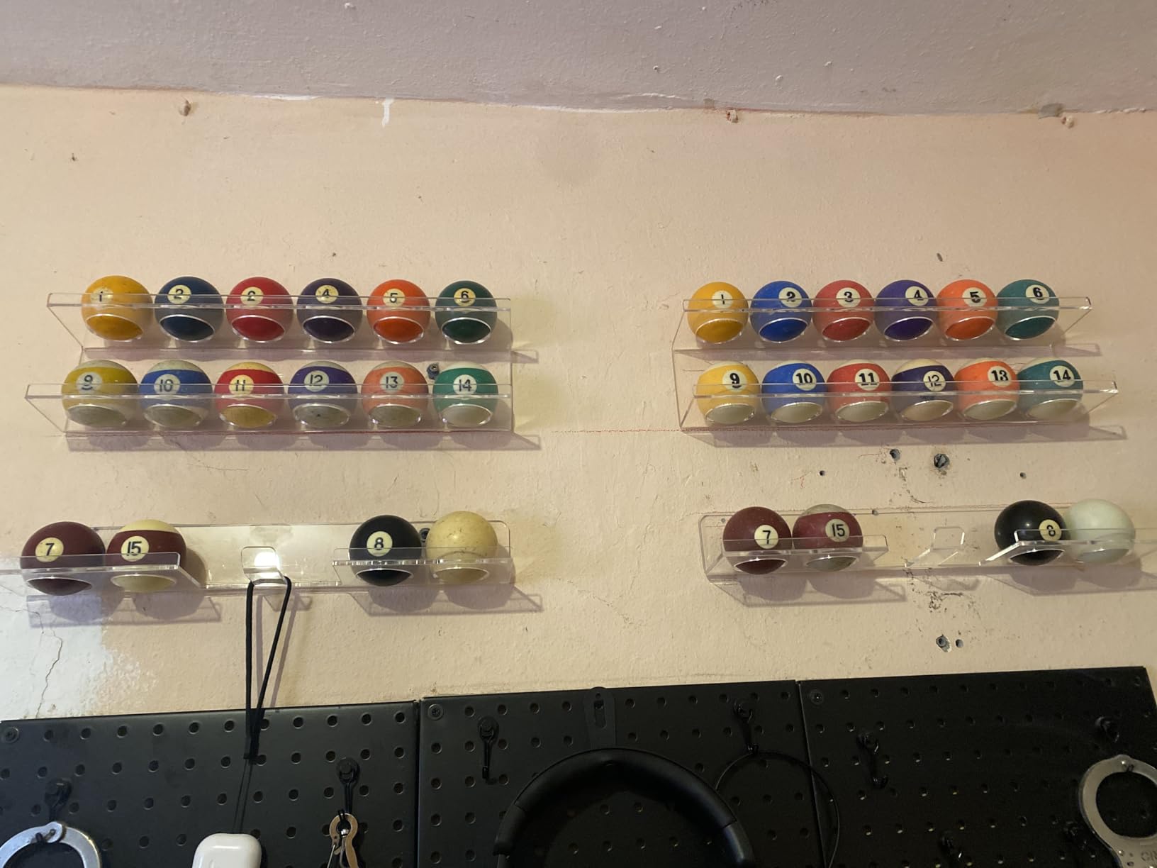 Cosmos Acrylic Billiard Ball Storage Shelf Holder - Pool Balls Display Rack Wall Mount Organizer for 16 Balls & Ball Rack in Billiard Game Room & Bar Pool Cue Accessory (Solid Black) customer photo 2