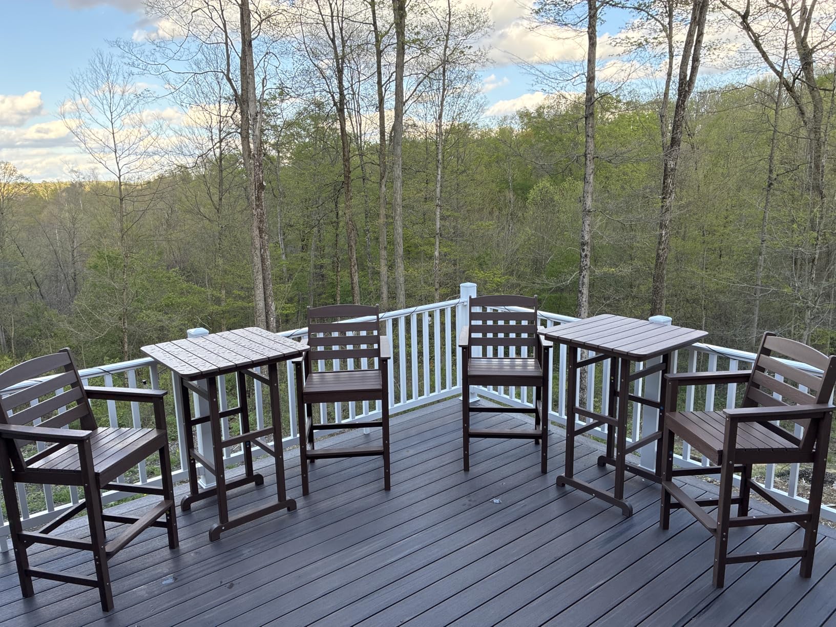 SERWALL Balcony Adirondack Chairs and Table 3 Pieces Set, Adirondack Bar Height Chairs Set of 2 and Bar Table, Outdoor Bar Stools Set, Gray customer photo 1