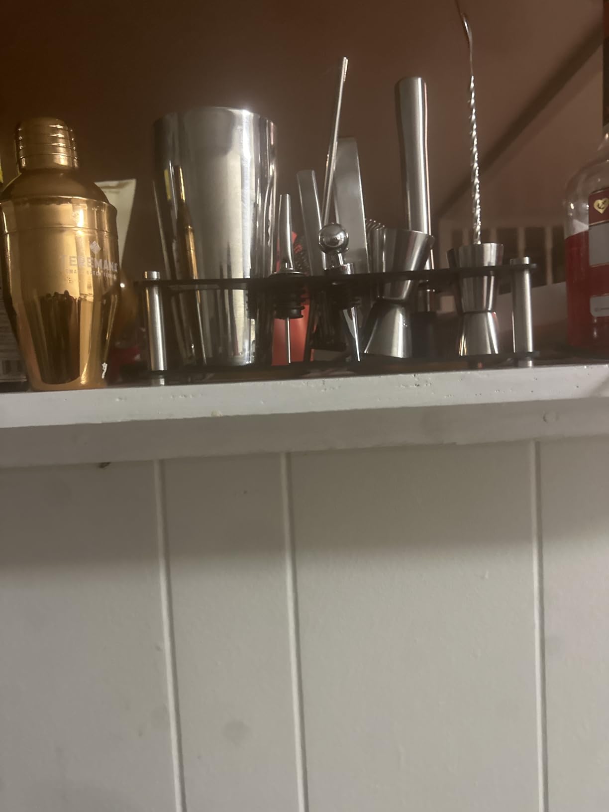 Cocktail Shaker Set Bartender Kit : 15-Piece Bar Tool Set with Acrylic Stand Bars Set with All Practical Bar Accessories, for Drink Mixing, Bar, Home, Lounge & Party, Silver customer photo 1