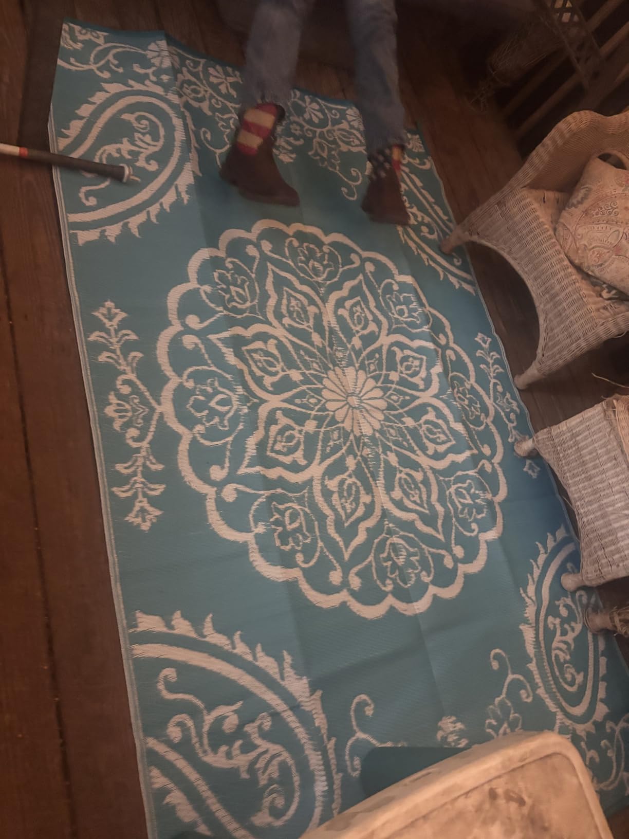 Pauwer Reversible Outdoor Rug, 6'x9', Waterproof Polypropylene Patio Mat, RV, Balcony, Deck, Beach, Picnic customer photo 1