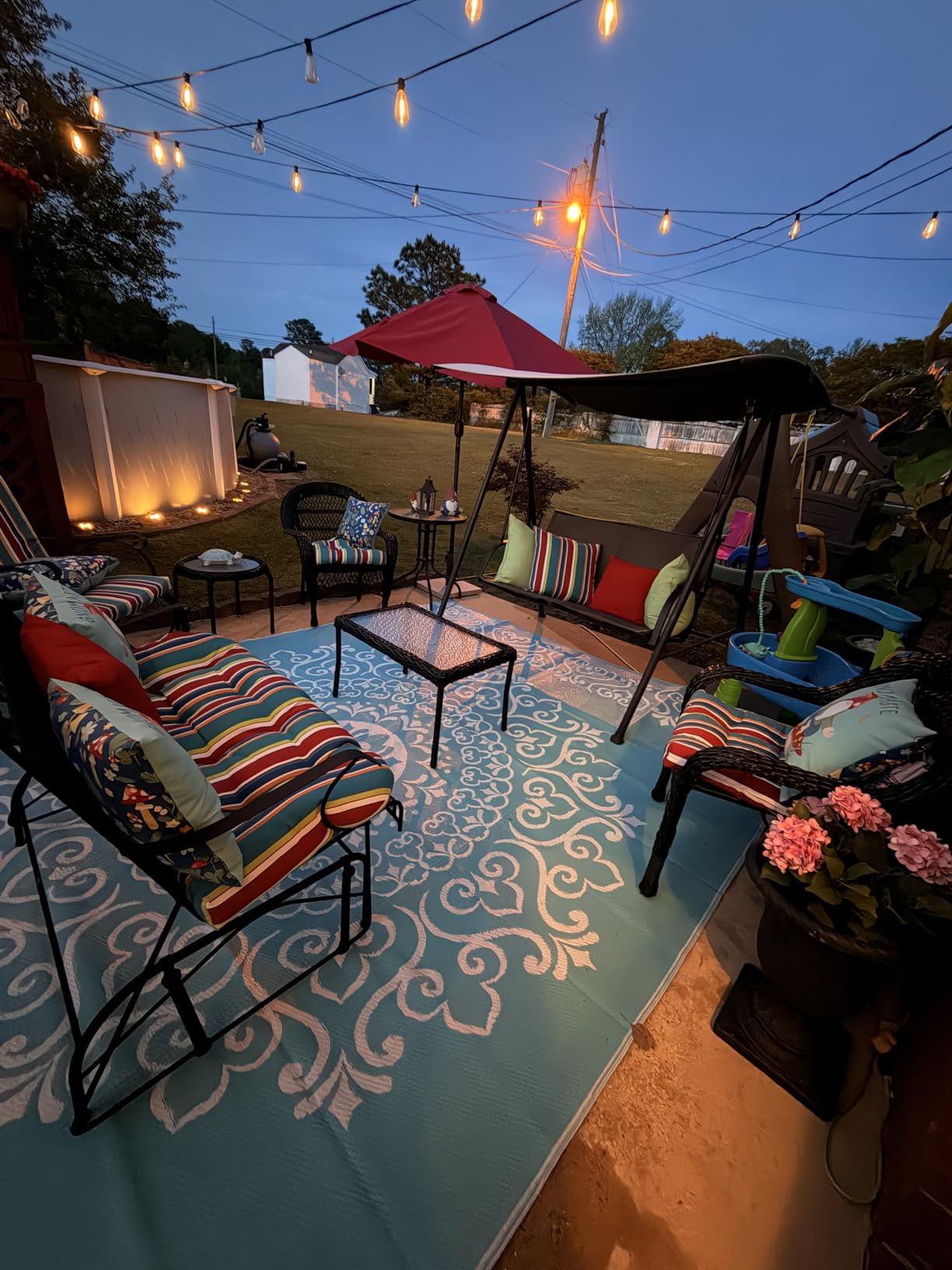 Pauwer Reversible Outdoor Rug, 6'x9', Waterproof Polypropylene Patio Mat, RV, Balcony, Deck, Beach, Picnic customer photo 2
