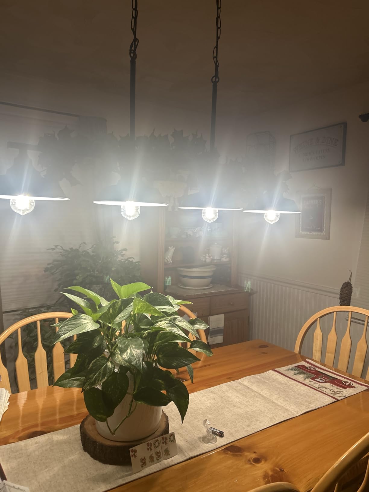 Kitchen Island Light, 4 Lights Black Pendant Dining Room Light Fixture Farmhouse Chandeliers for Dining Room Over Table Metal Hanging Lamp for Kitchen Island Hallway Pool Table customer photo 2
