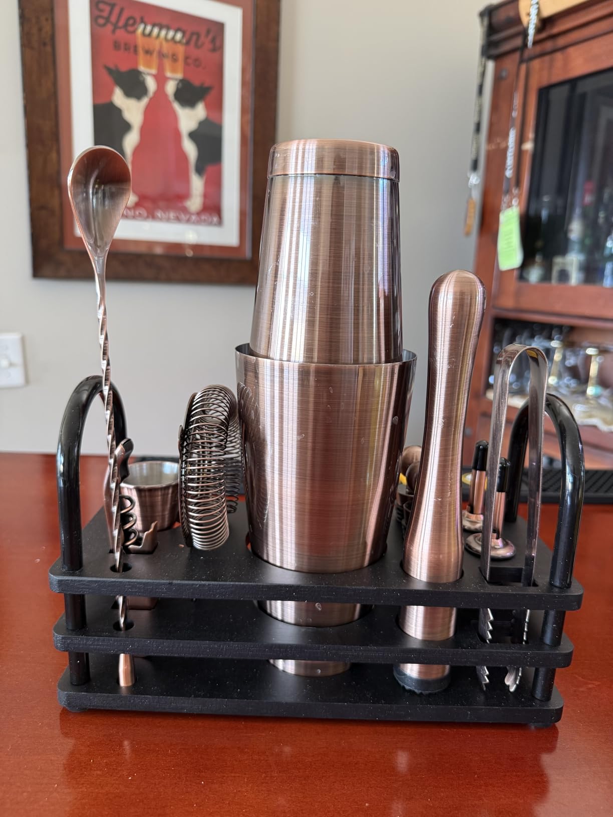 BARE BARREL® Mixology Bartender Kit Bar Set | 14-Piece Cocktail Shaker Set | Martini Barware Mixing Tools for Home Bartending | 35 Recipe Cards | Gift Set (28oz Boston Shaker, Jet Black/Black) customer photo 1