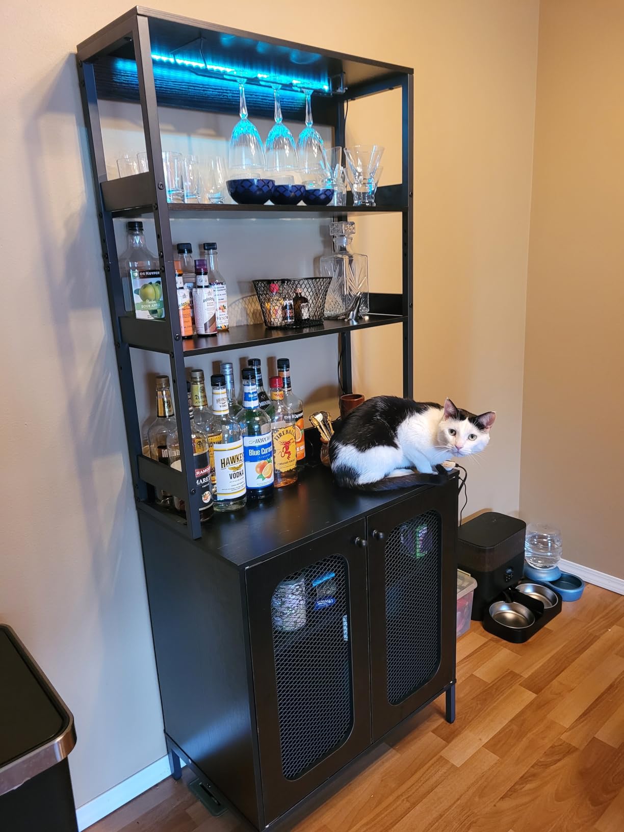 Aheaplus Bar Cabinet with Power Outlets, 67
