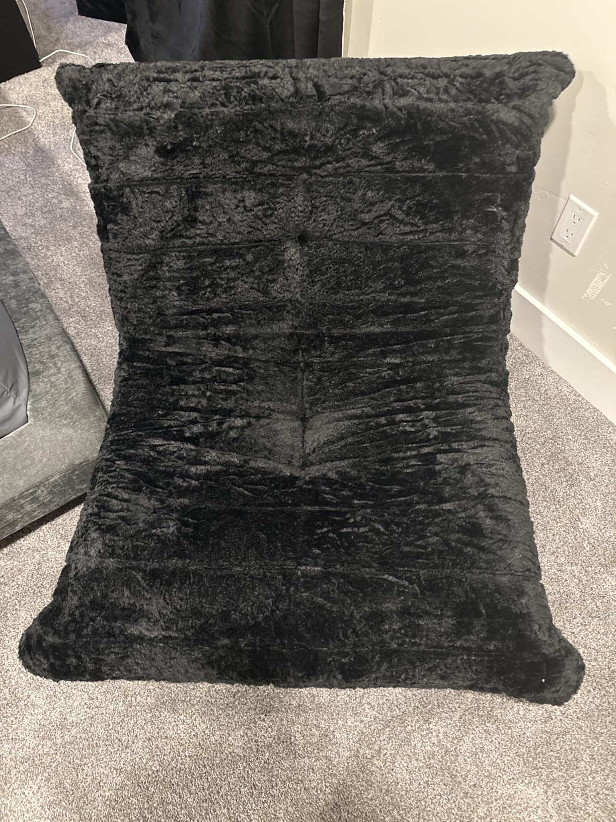 Bean Bag Chairs for Adults Giant Bean Bag Chair Memory Foam BeanBag Chair Bean Bag Sofa with Filler Faux Fur Fireside Beanbags Lazy Sofa for Living Room Bedroom Office (Black Plush, Single) customer photo 1